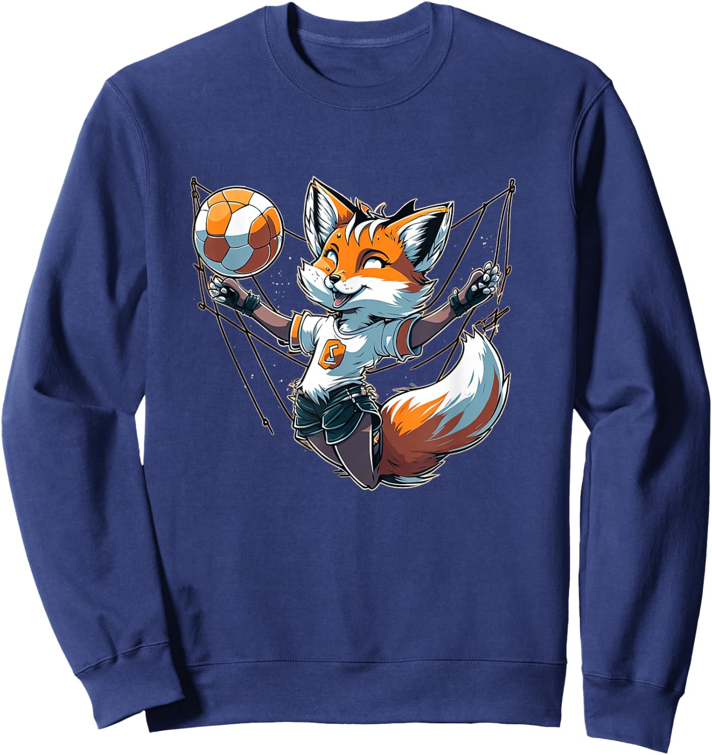 Volleyball Fox - Fox and Volleyball Sweatshirt - Sweatshirt | Navy