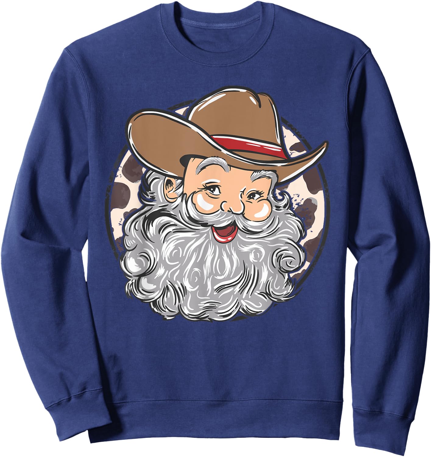 Western Cowboy Santa Christmas Cowboy Groovy Retro Xmas Sweatshirt - Sweatshirt | Navy