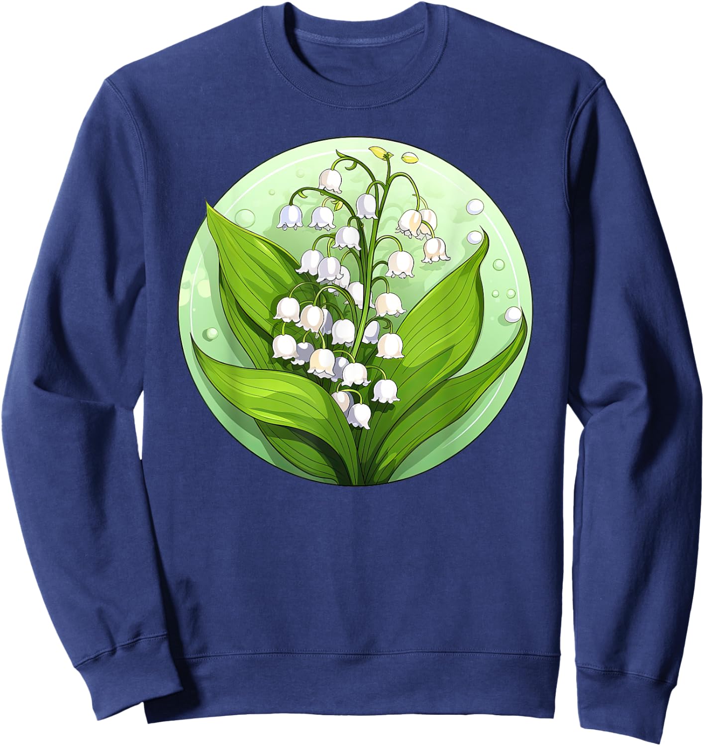 Lily Of The Valley Flower - Convallaria Majalis - White Lily Sweatshirt - Sweatshirt | Navy