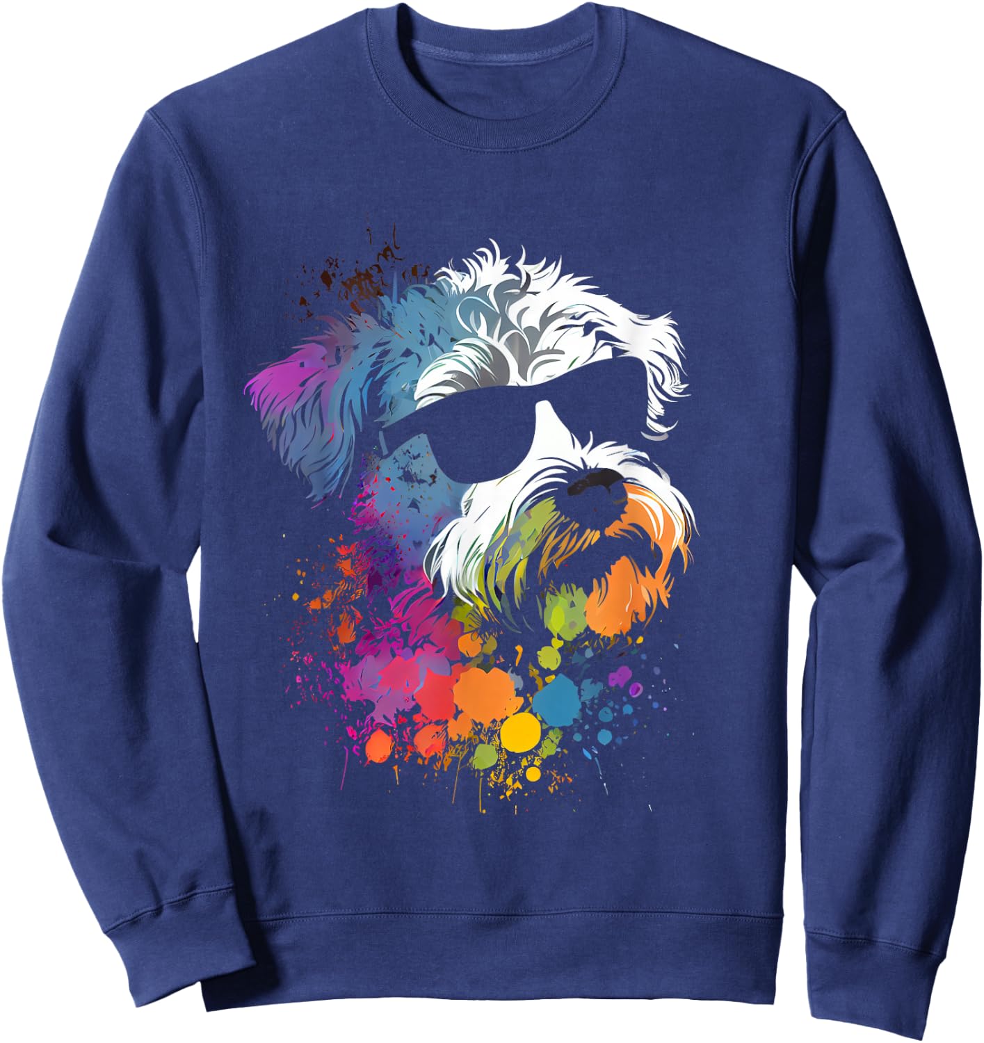 Schnoodle walking dog fans schnauzer dog Sweatshirt - Sweatshirt | Navy