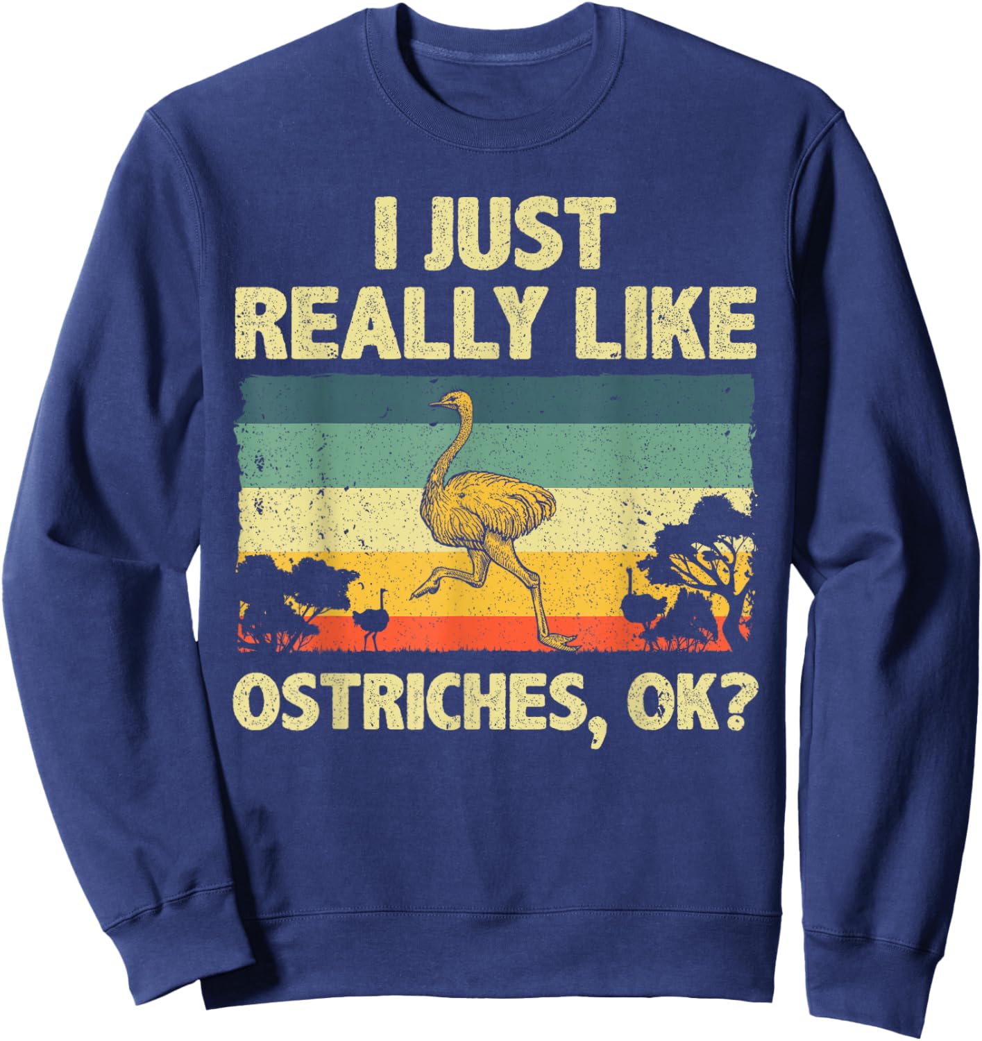 Funny Ostrich Design Women Kids Ostrich Animal Lover Sweatshirt - Sweatshirt | Navy