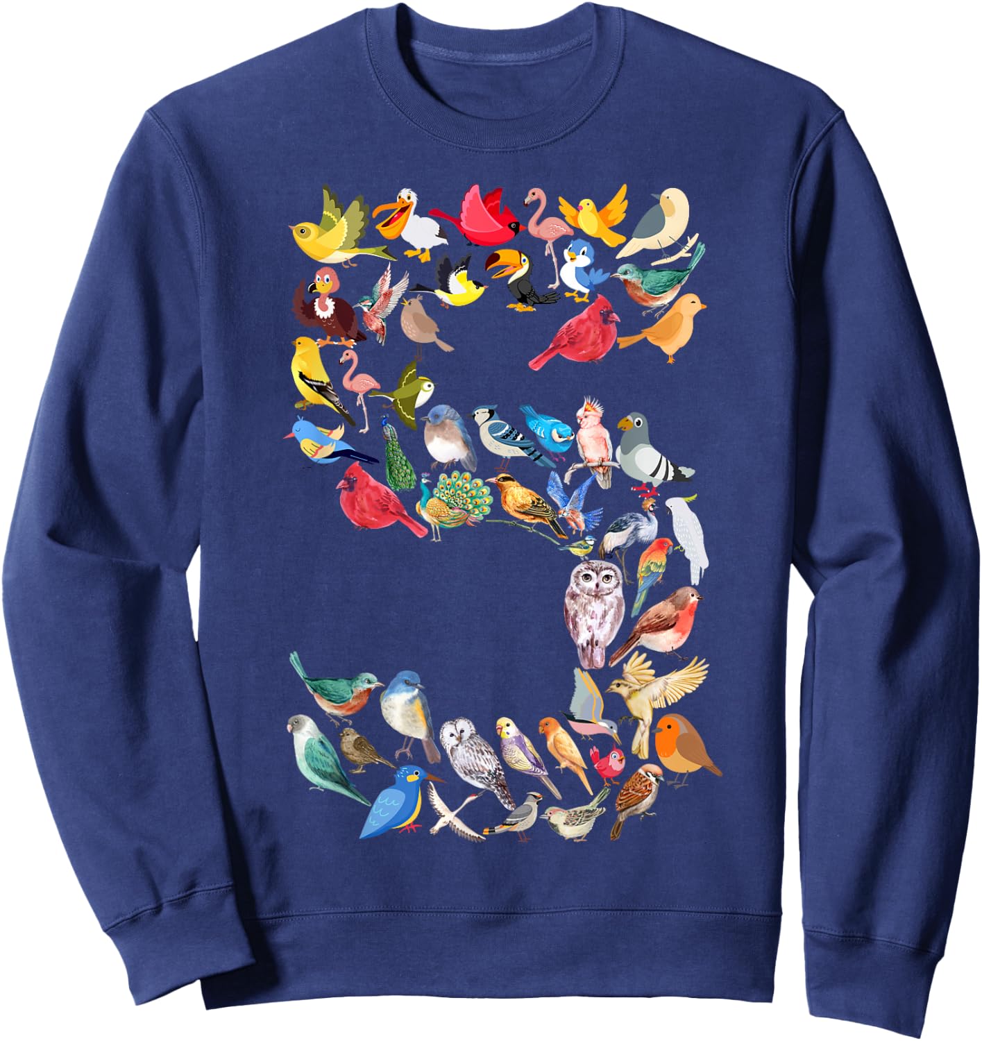 Kids 5th Birthday Birds Themed 5 Year Old Boys Bird Lover Sweatshirt - Sweatshirt | Navy
