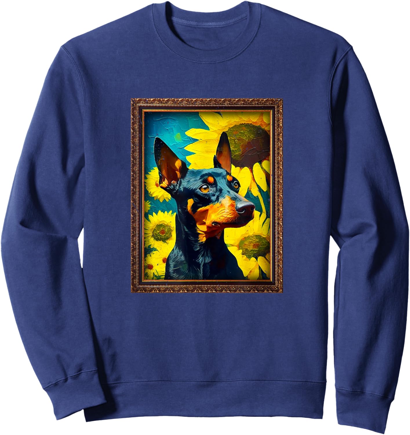 Manchester Terrier Painting Sunflower Flower Mom Women Flora Sweatshirt - Sweatshirt | Navy