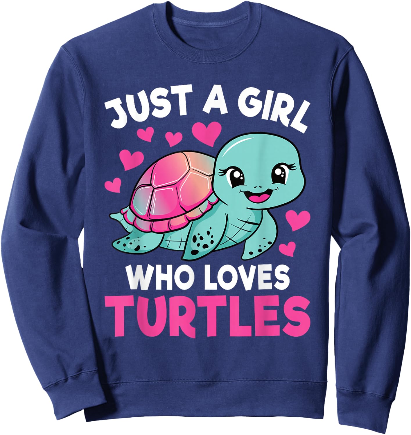 Just A Girl Who Loves Turtles Ocean Animal Sea Turtle Kids Sweatshirt - Sweatshirt | Navy