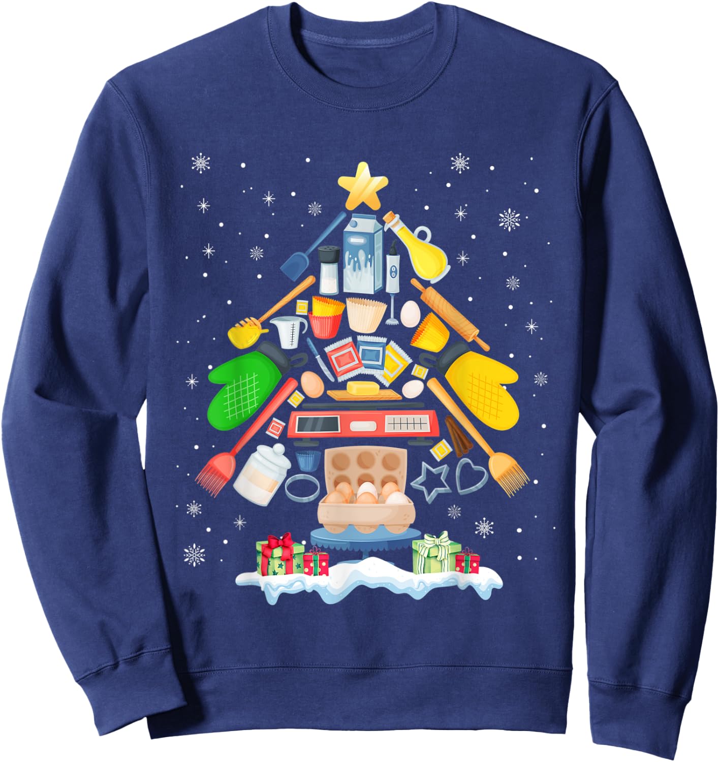 Baking Christmas Tree Pajama Merry Christmas Baker Xmas Sweatshirt - Sweatshirt | Navy