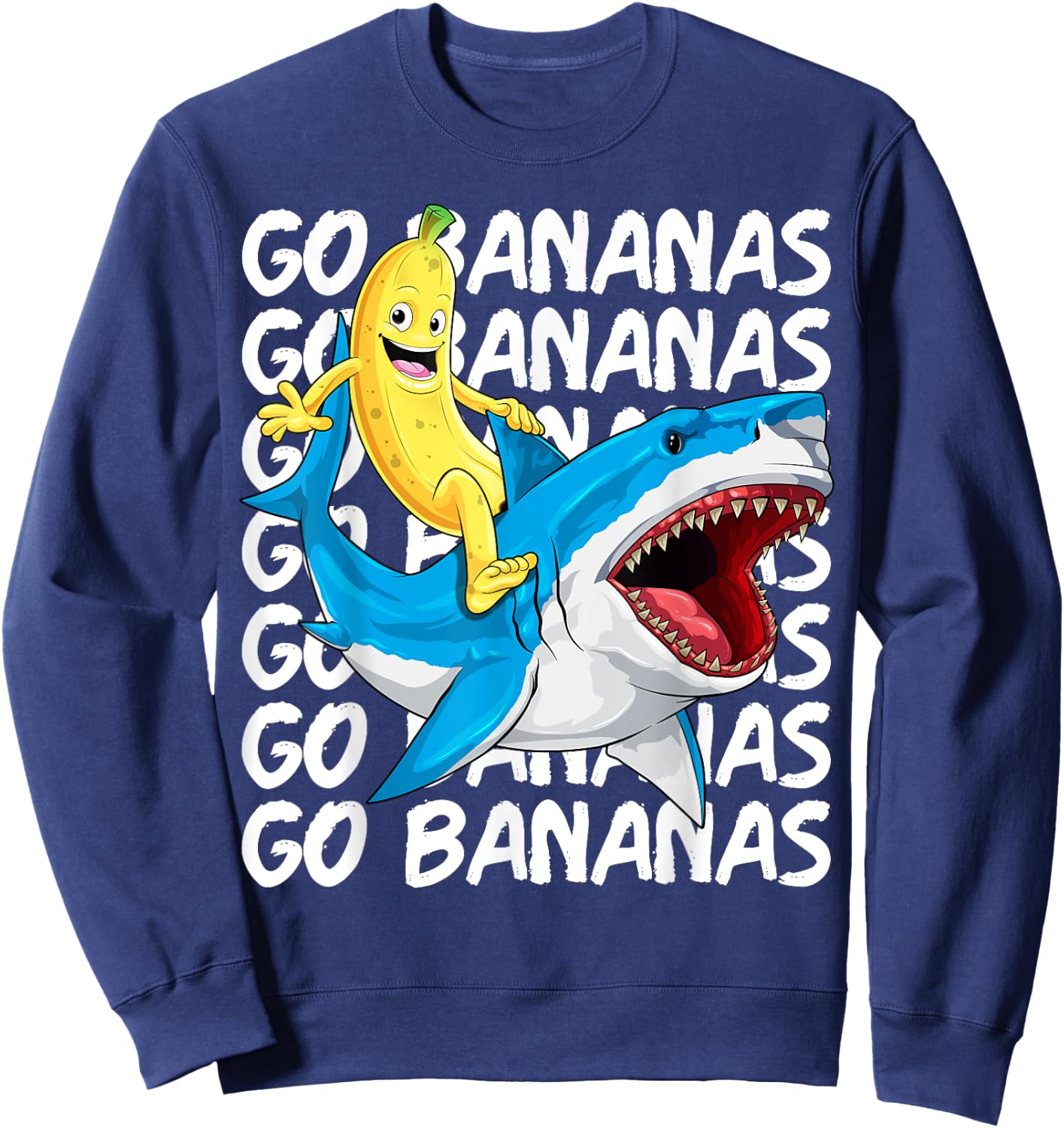Banana Shirt Banana Shark Fruitful Sea Predator Funny Sweatshirt - Sweatshirt | Navy