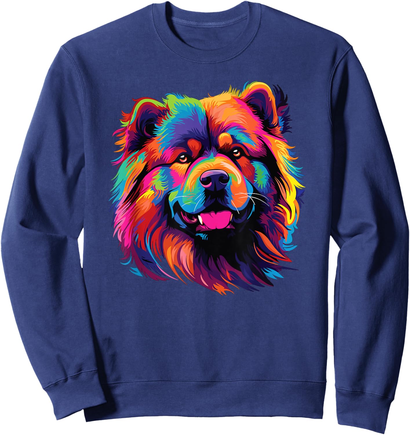 Watercolor Colorful Dogs Chow Chow Sweatshirt - Sweatshirt | Navy