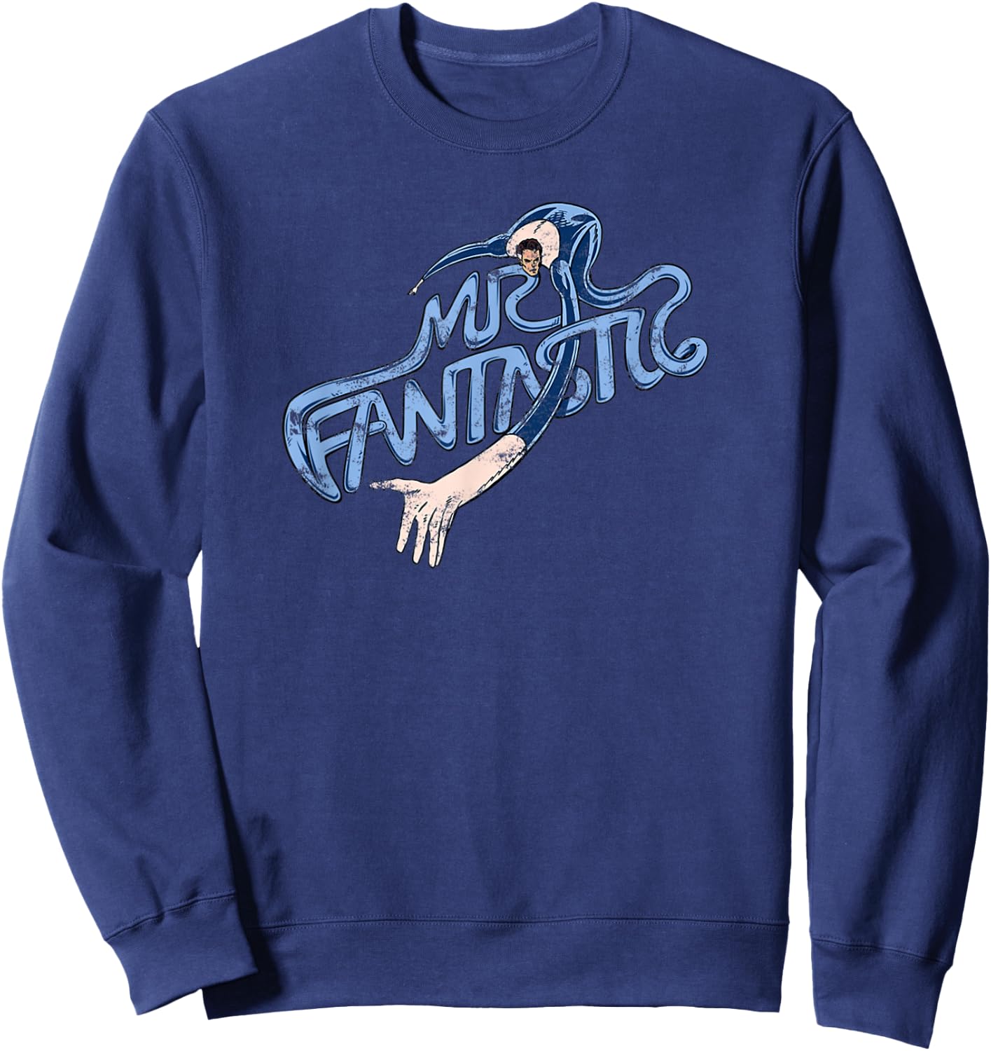 Marvel Fantastic Four Mr. Fantastic Stretchy Text Retro Logo Sweatshirt - Sweatshirt | Navy