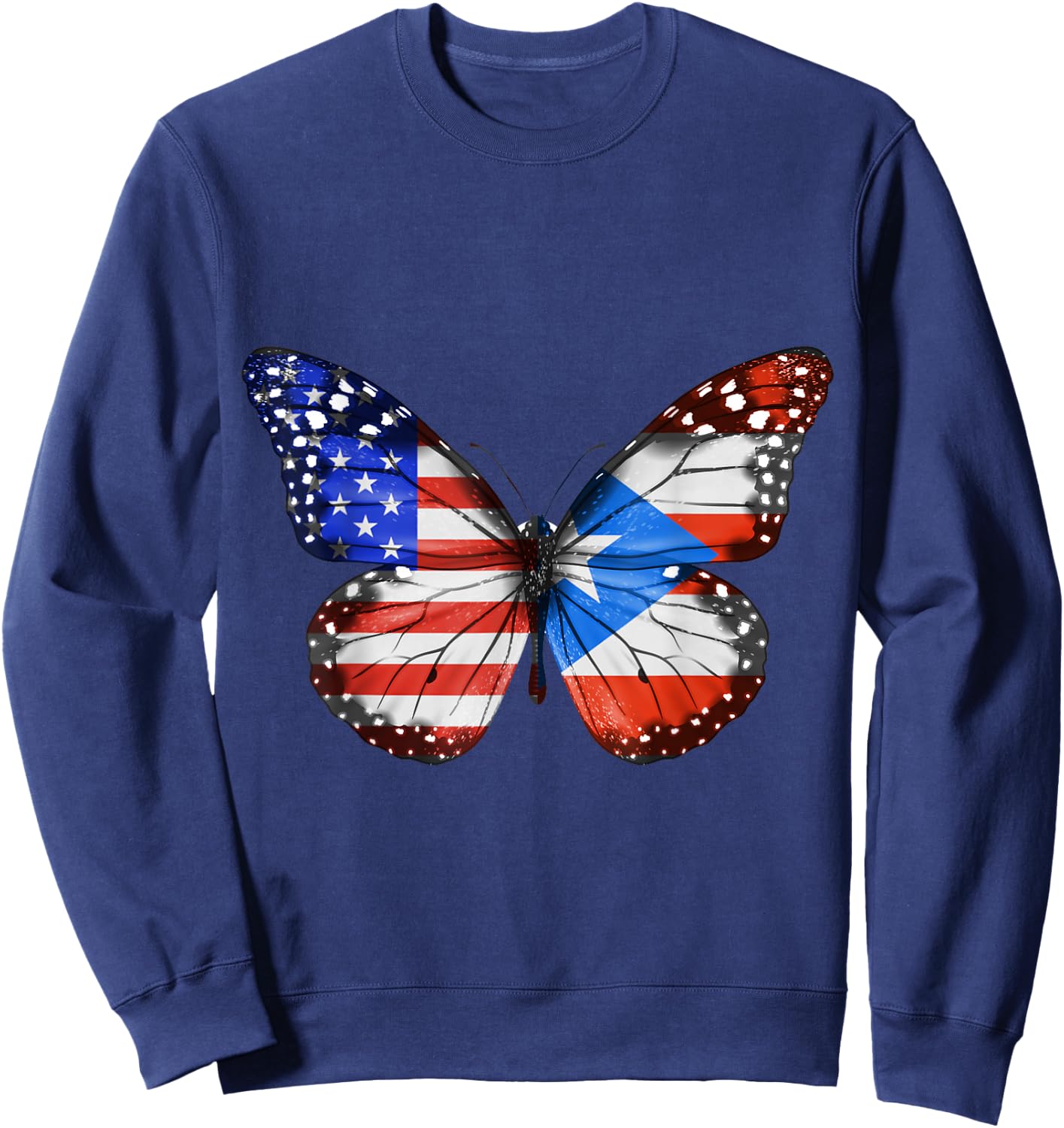 American Puerto Rican Flag Butterfly Sweatshirt - Sweatshirt | Navy