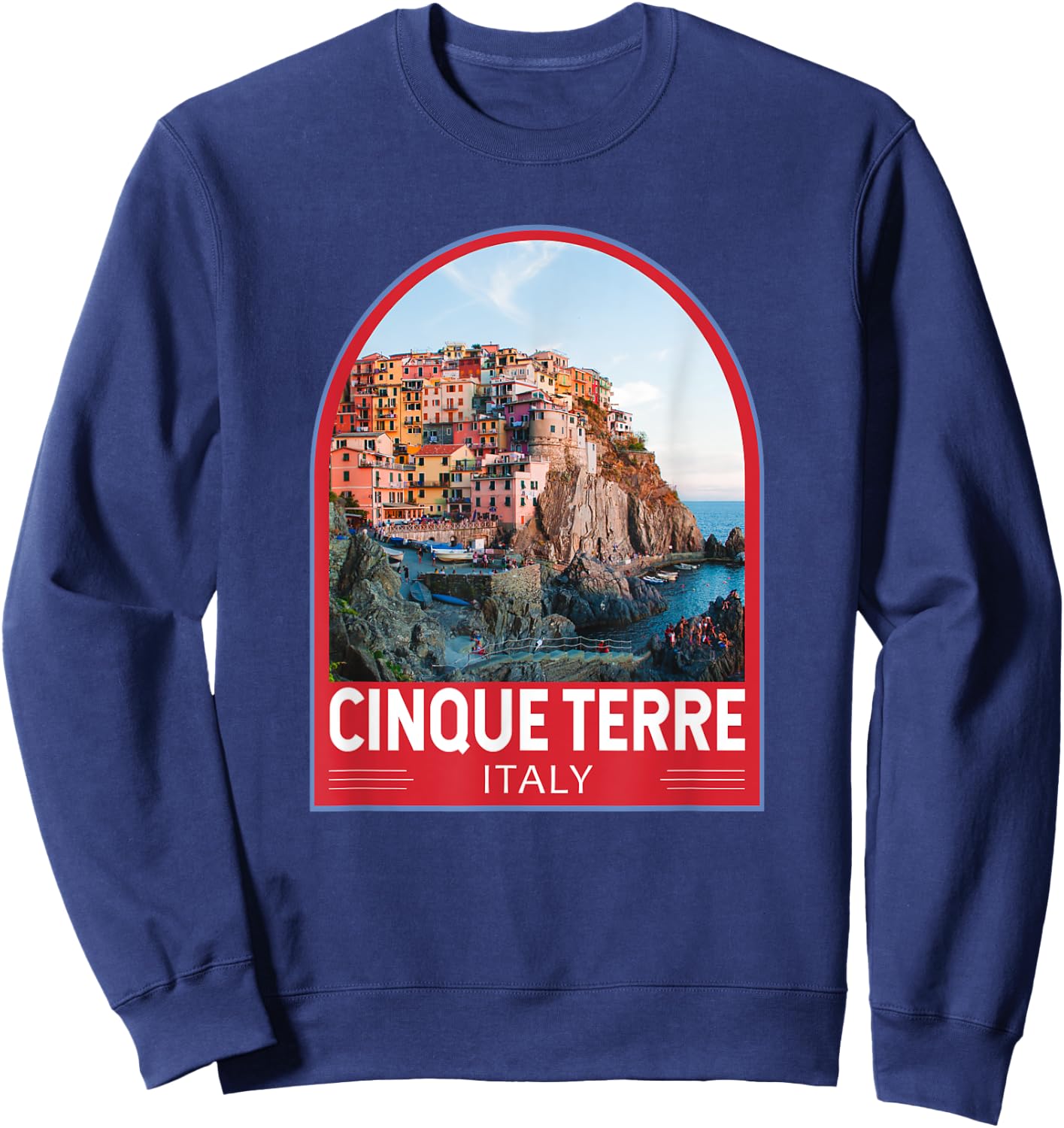 Cinque Terre Italy Retro Emblem Vintage Sweatshirt - Sweatshirt | Navy