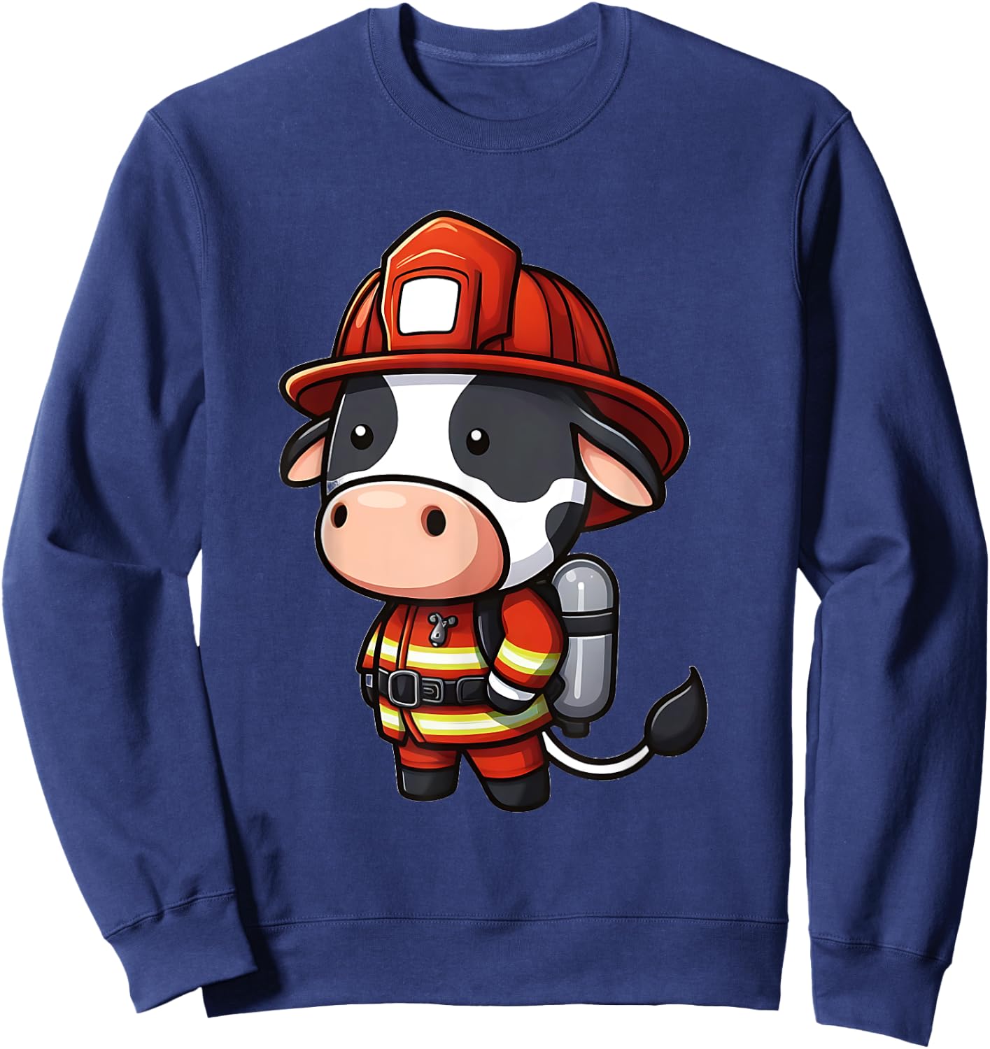 Cow Firefighter - Fireman Cow Sweatshirt - Sweatshirt | Navy