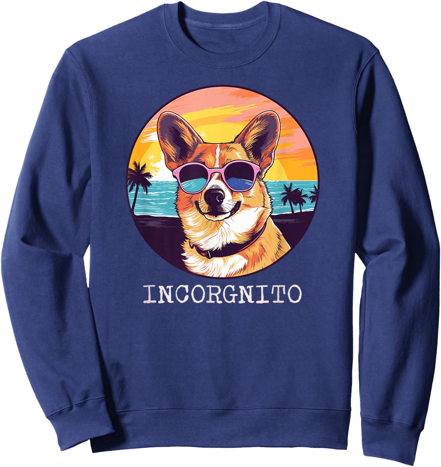 PABLO'S PAW PRINTS Incorgnito Funny Welsh Corgi -Adults Kids Sweatshirt - Sweatshirt | Navy