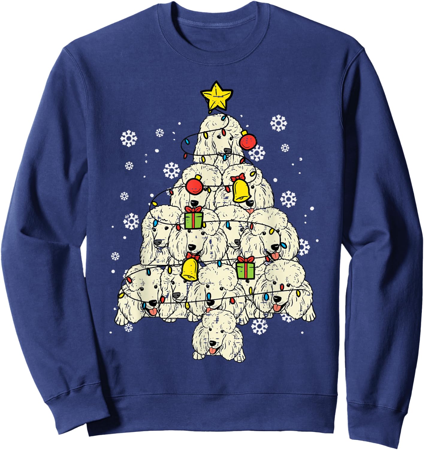Poodle Christmas Tree Cute Xmas Dog Lover Men Women Kids Sweatshirt - Sweatshirt | Navy