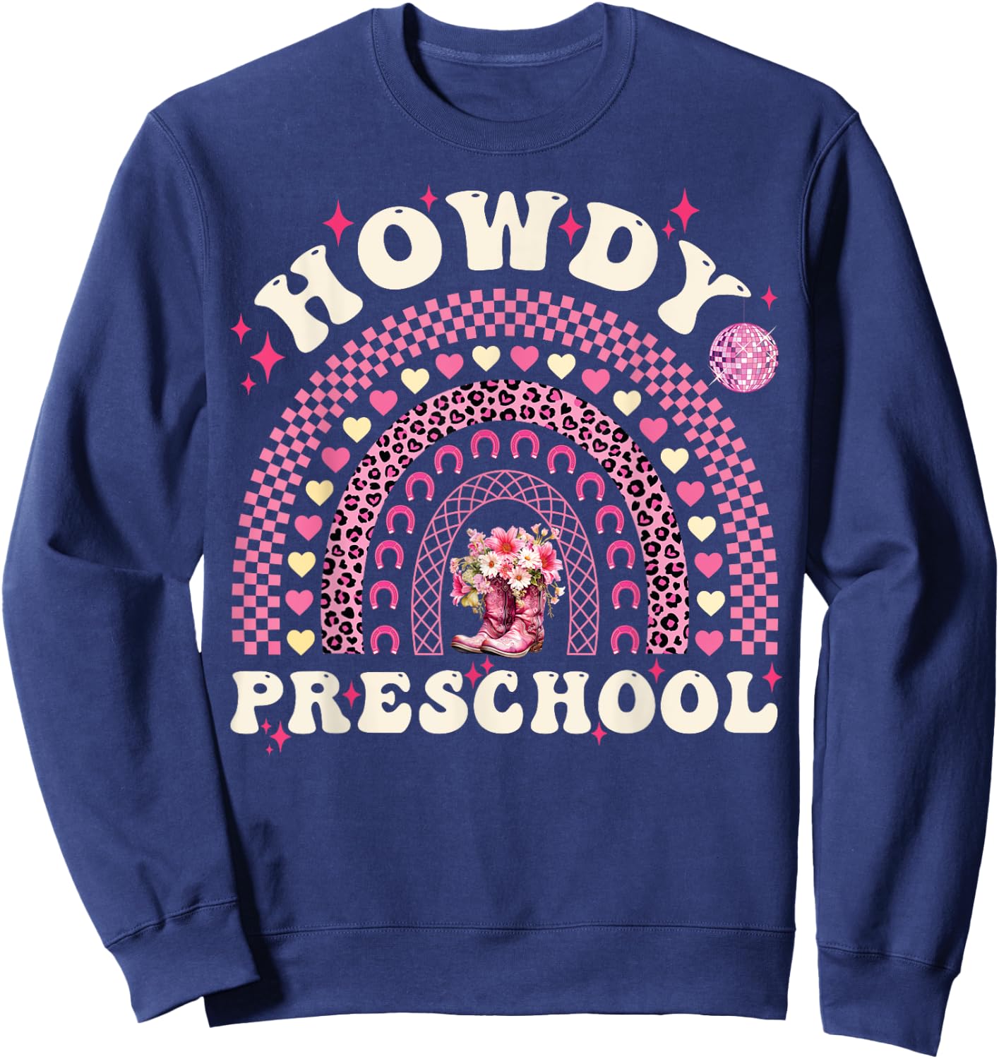 Howdy Preschool Teacher Cowgirl Western Pre-K Back To School Sweatshirt - Sweatshirt | Navy