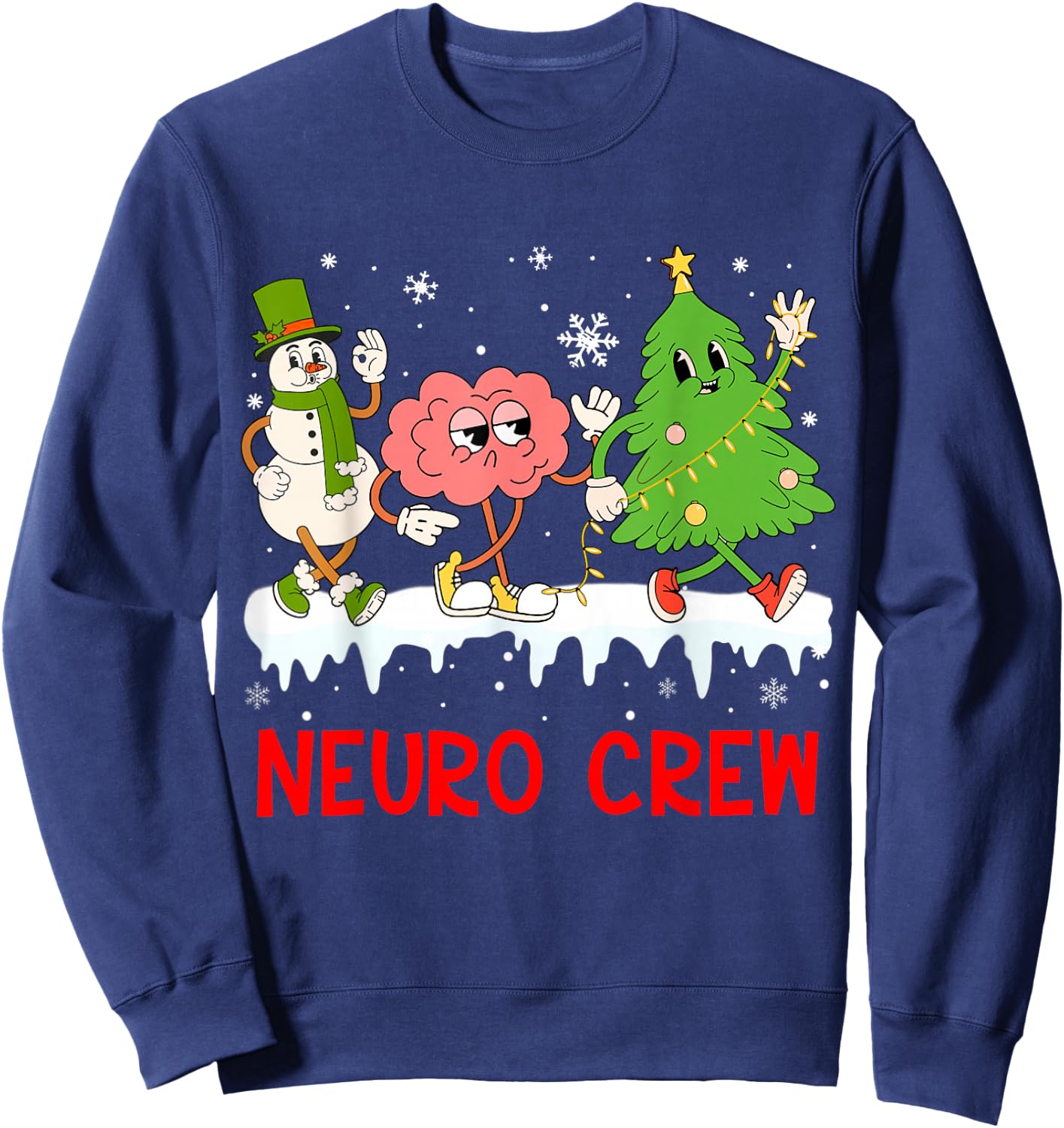 Neuro Crew Funny Christmas Neuro Nurse Brain Neurology Tech Sweatshirt - Sweatshirt | Navy