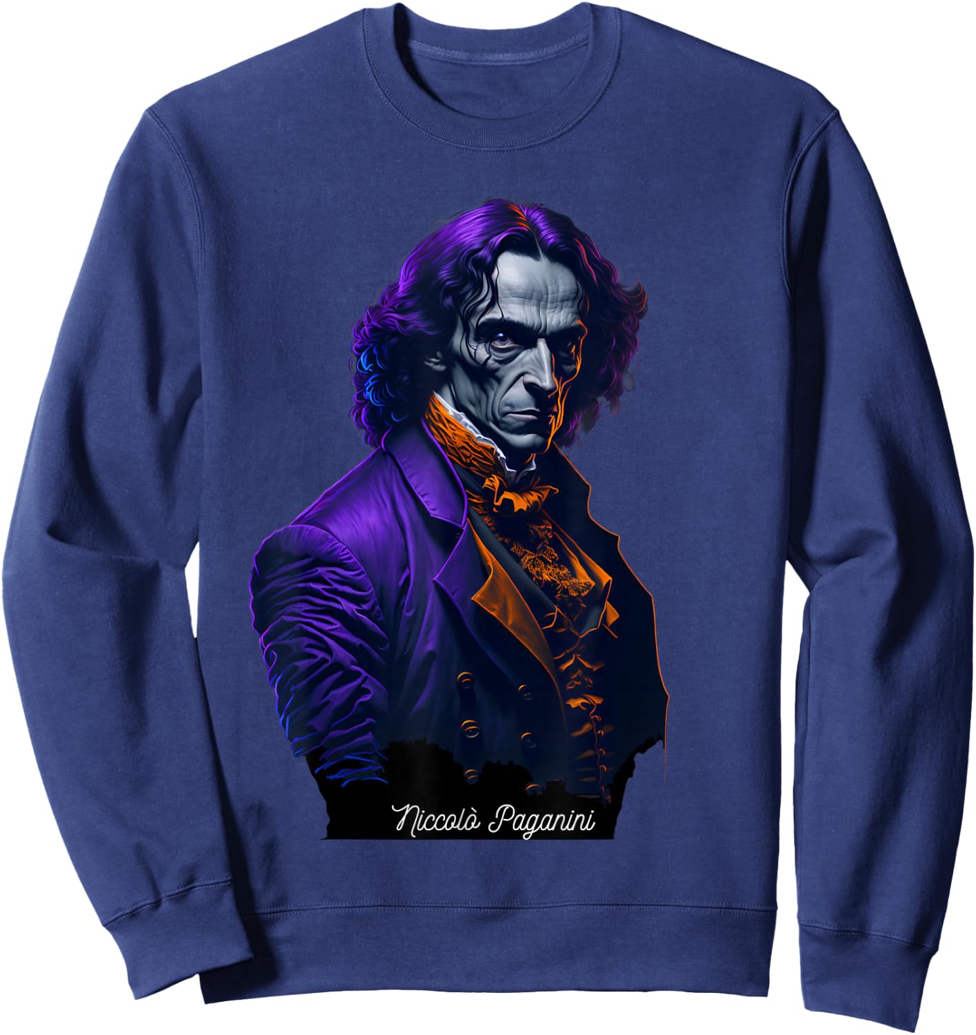 Niccolo Paganini Shirt Portrait Composer Illustration Violin Sweatshirt - Sweatshirt | Navy