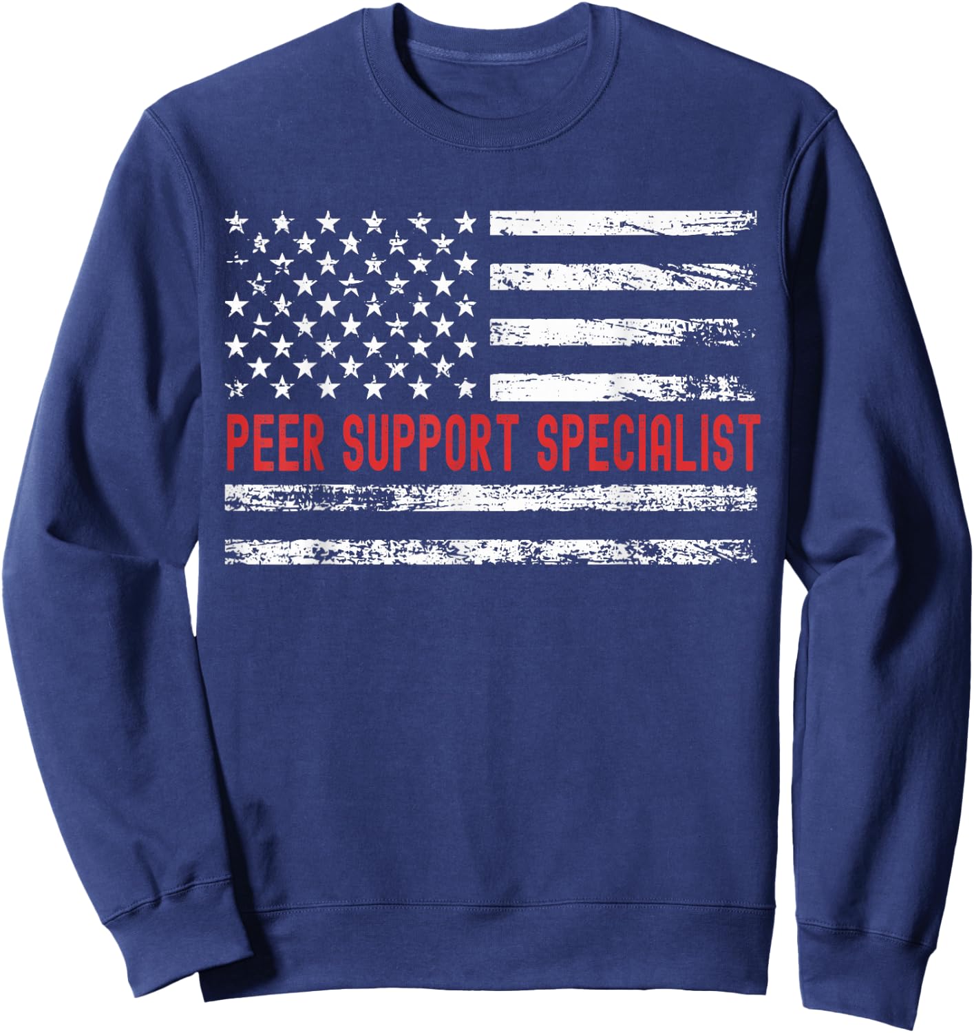 Peer Support Specialist USA Flag Profession Retro Job Title Men Sweatshirt - Sweatshirt | Navy