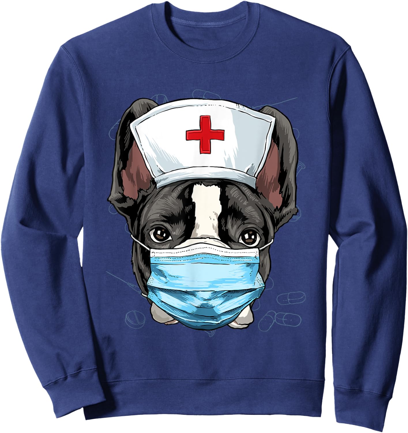 Hospital French Bulldog ER Nurse RN LPN Nurse Life Dog Lover Sweatshirt - Sweatshirt | Navy
