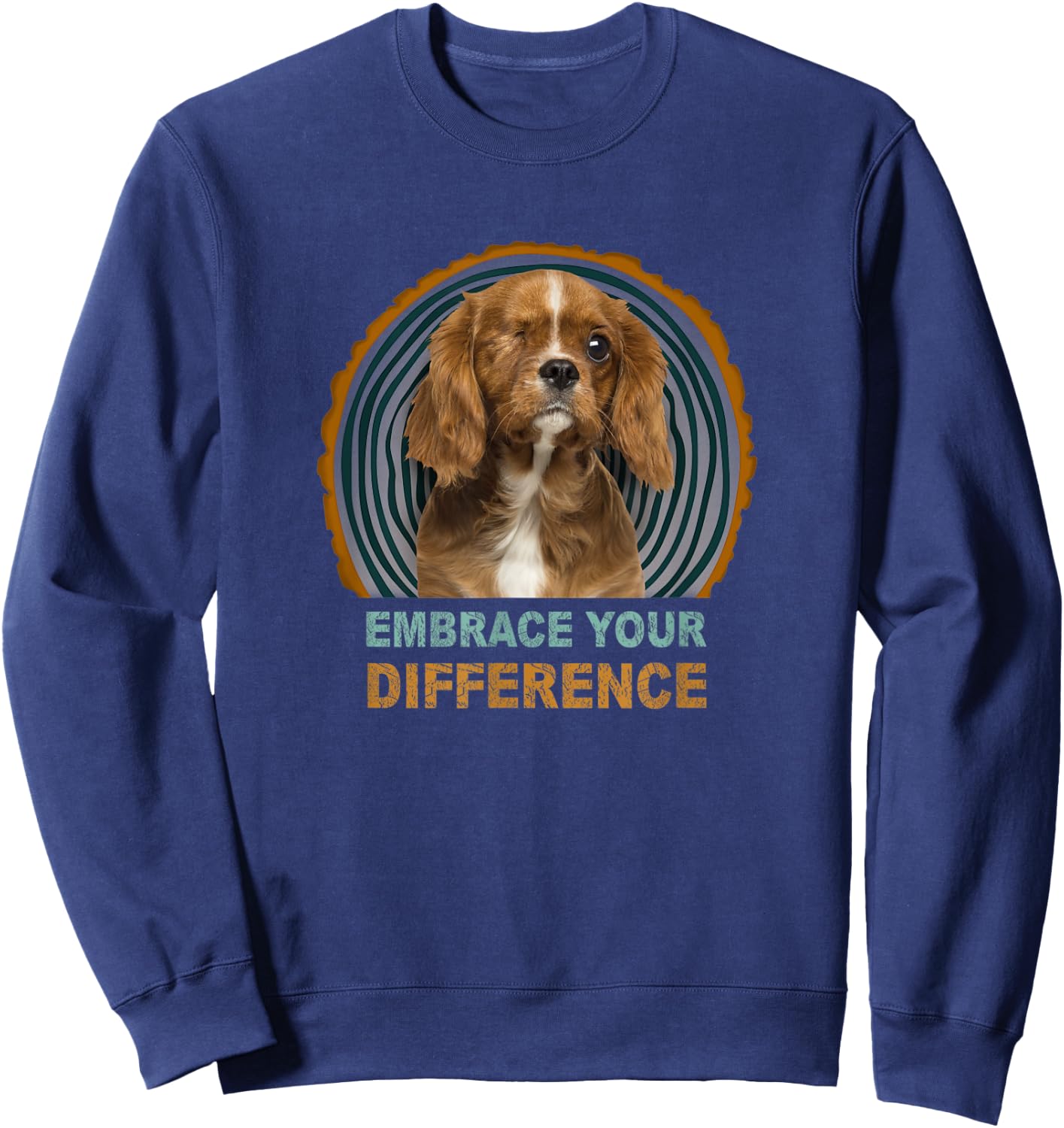 One Eyed Cavalier King Charles Dog Women Kids Sweatshirt - Sweatshirt | Navy
