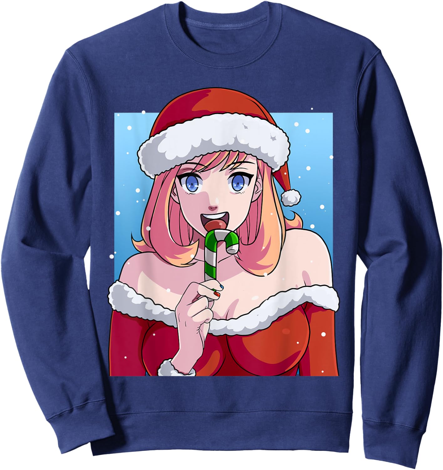 Mrs. Santa Claus Sexy Anime Babe Christmas Xmas Sweatshirt - Sweatshirt | Navy