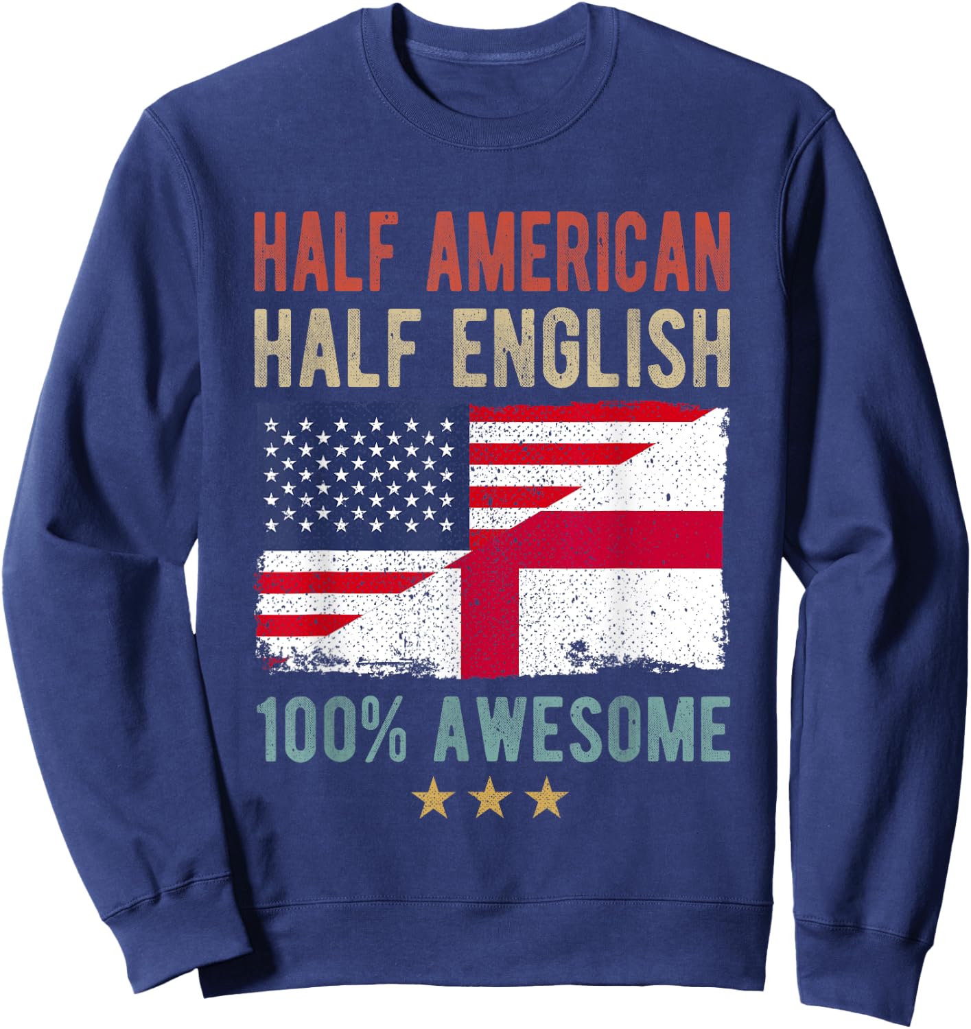 USA England Flag Half American Half English Sweatshirt - Sweatshirt | Navy