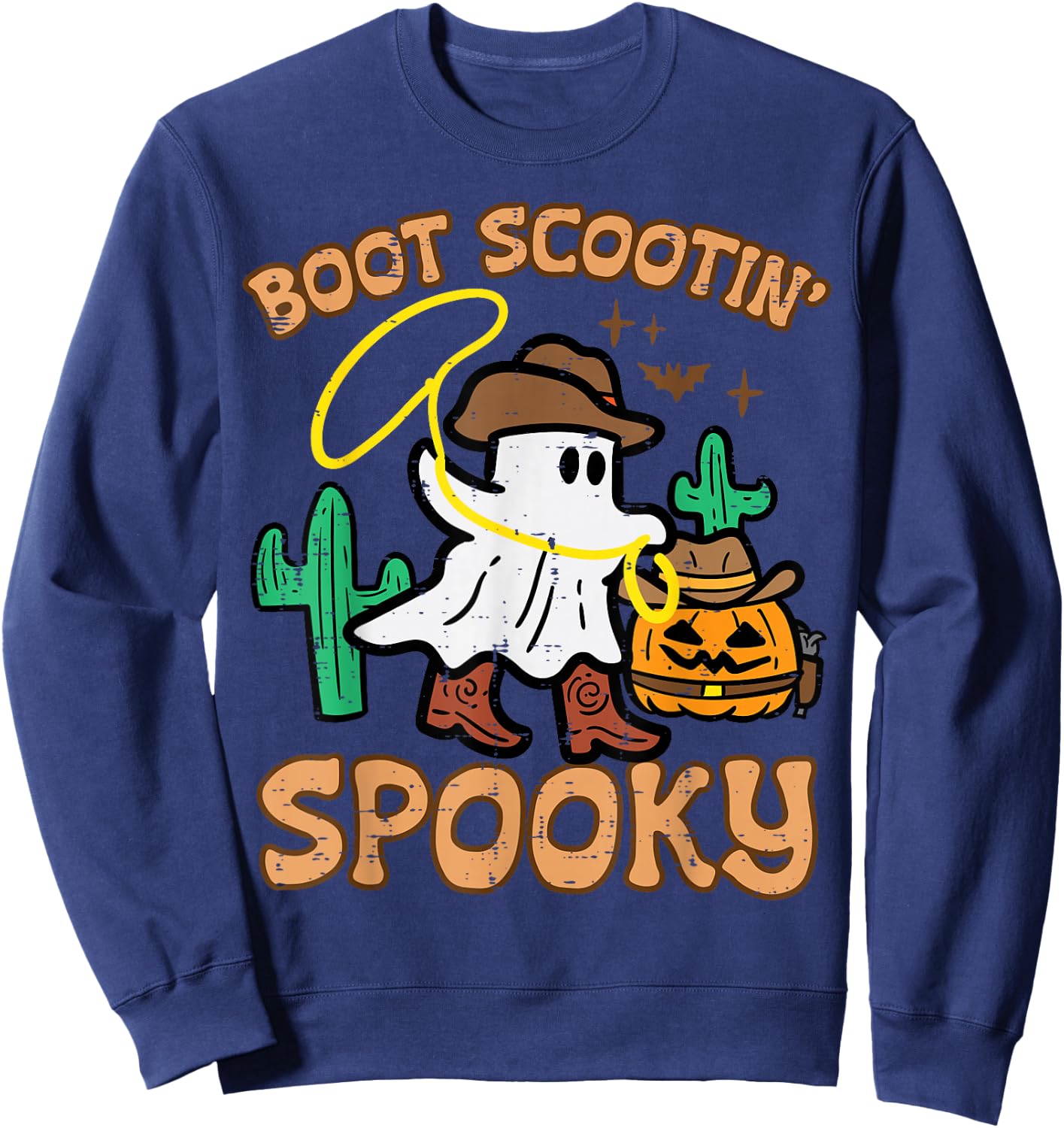 Boot Scootin' Spooky Ghost Cowboy Funny Halloween Men Women Sweatshirt - Sweatshirt | Navy