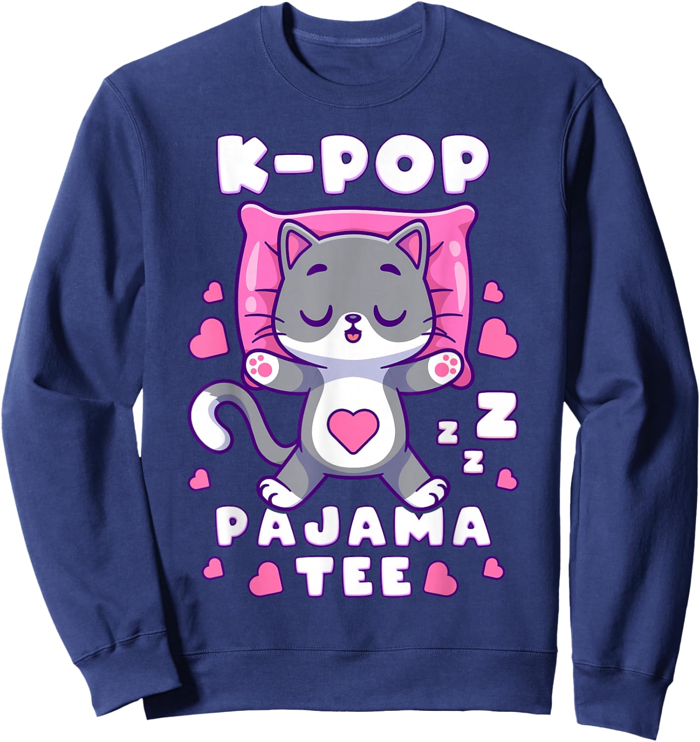 K-Pop Music Sleeping Cat K-Pop Pajamas Sweatshirt - Sweatshirt | Navy