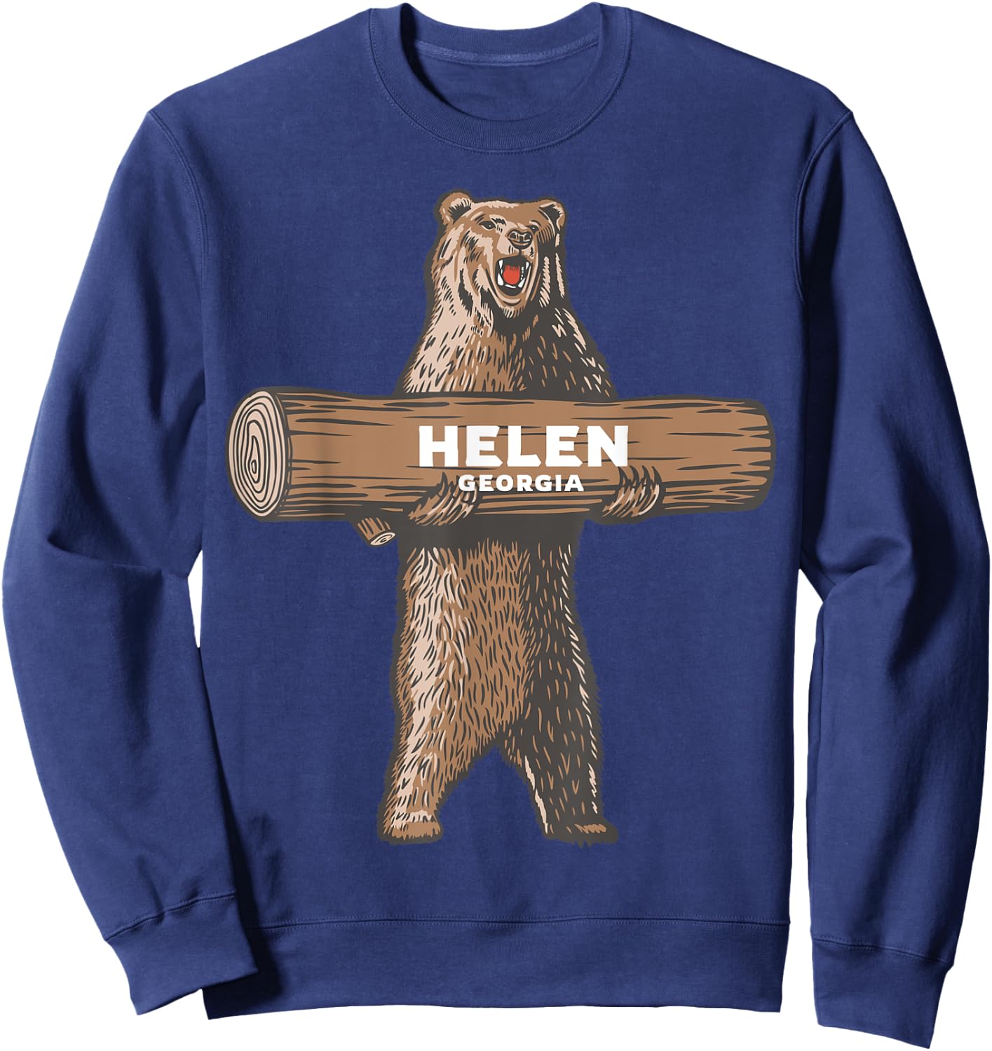 Helen Georgia GA Growling Bear Vacation Souvenir Sweatshirt - Sweatshirt | Navy