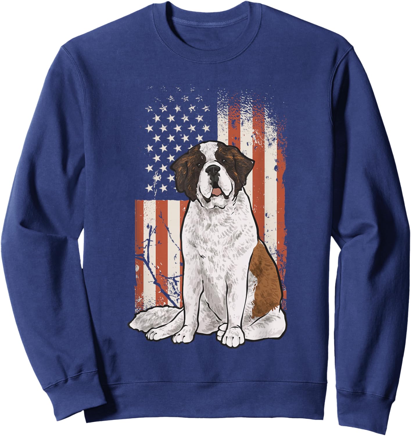 Saint Bernard Dog American Flag St. Bernard Sweatshirt - Sweatshirt | Navy