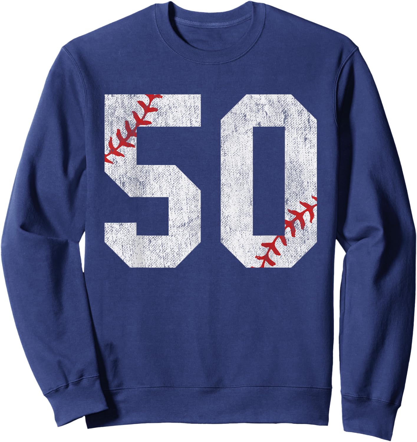 Number #50 Vintage 50th Birthday Baseball Lover 50 Years Old Sweatshirt - Sweatshirt | Navy