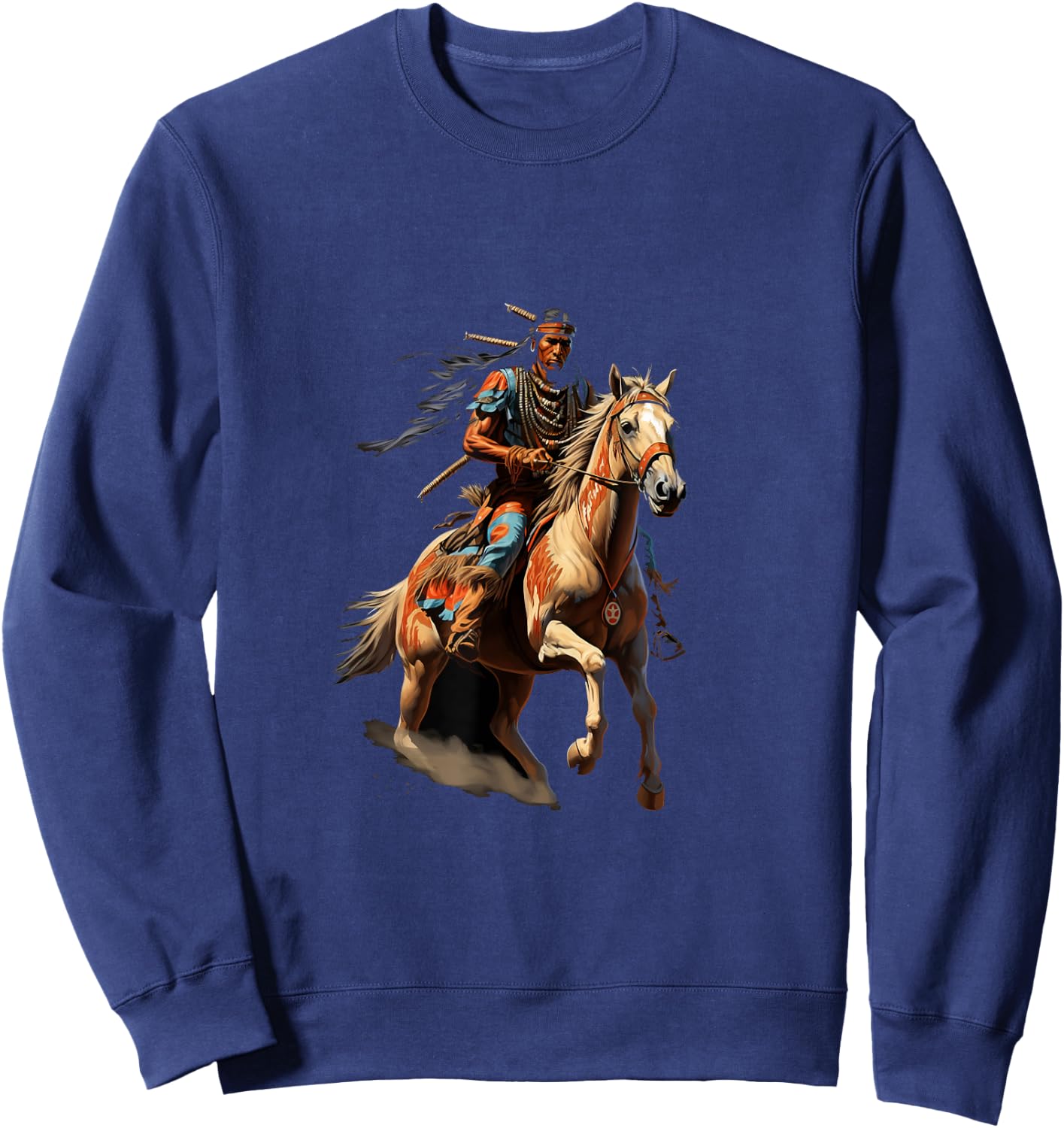 Indian Warrior Chief Indian Horse Sweatshirt - Sweatshirt | Navy