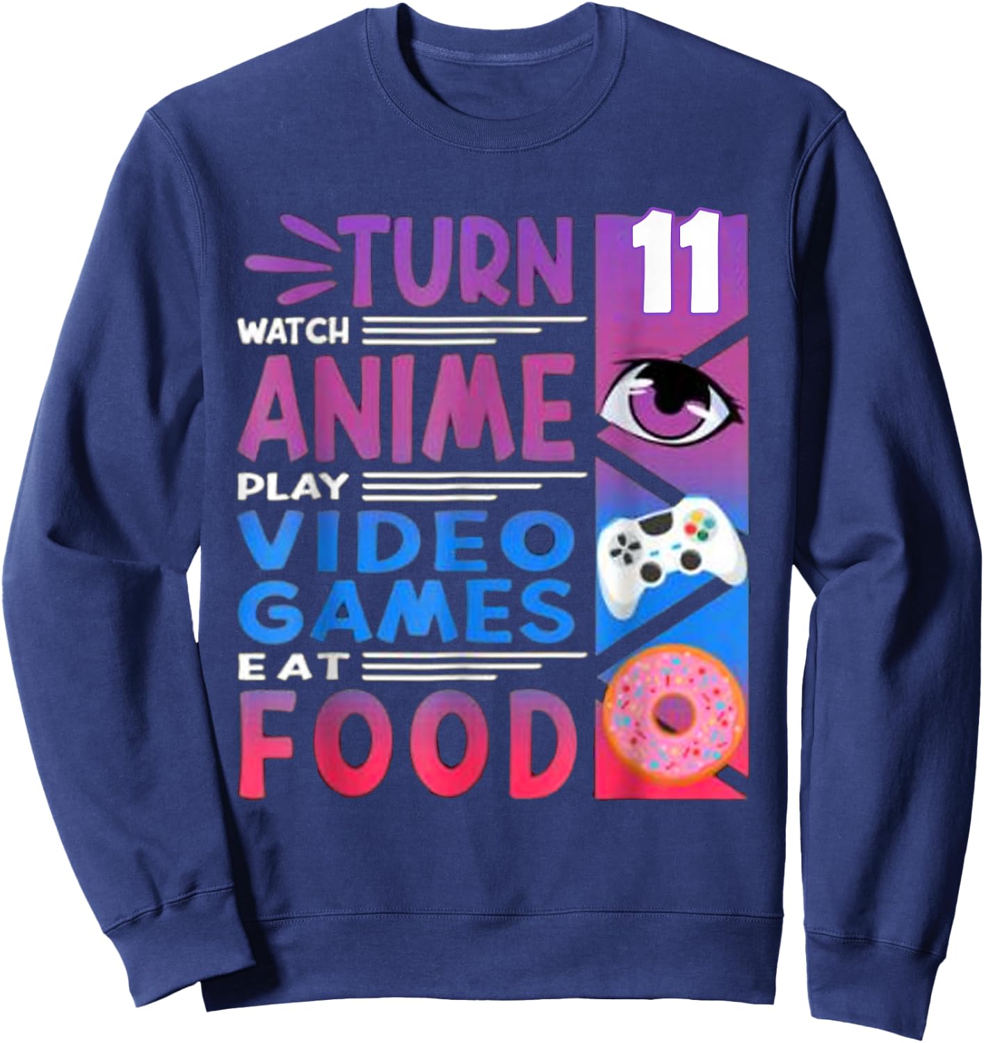 11th Birthday Anime Gamer Sweatshirt - Sweatshirt | Navy