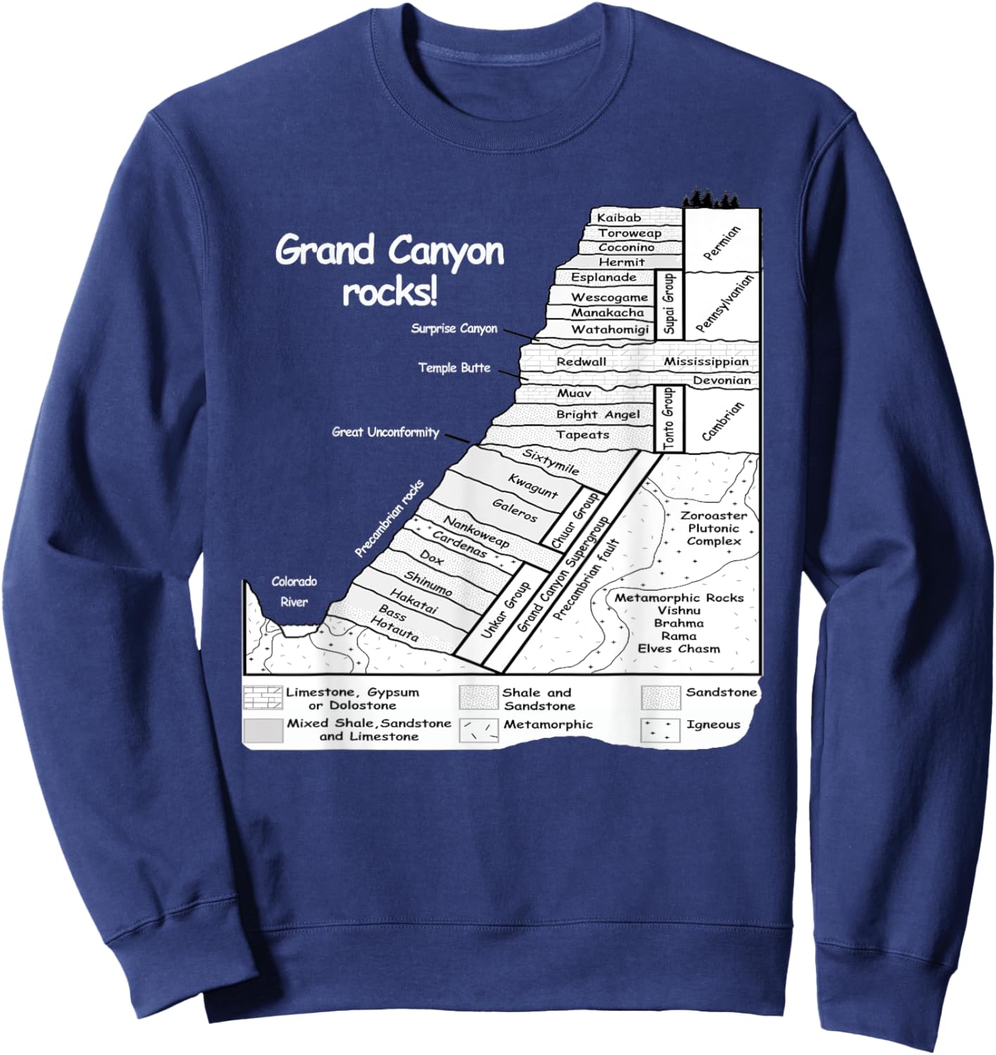 Grand Canyon Rocks! Geology of Grand Canyon. Sweatshirt - Sweatshirt | Navy