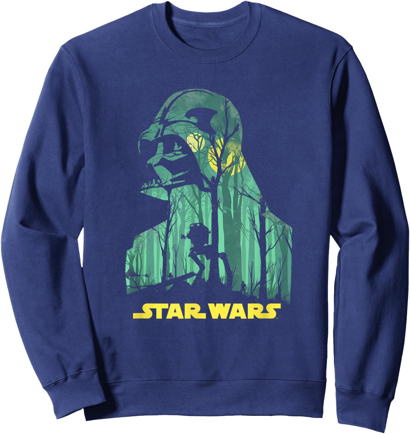 Star Wars Darth Vader Silhouette Endor Forest AT-ST Walker Sweatshirt - Sweatshirt | Navy