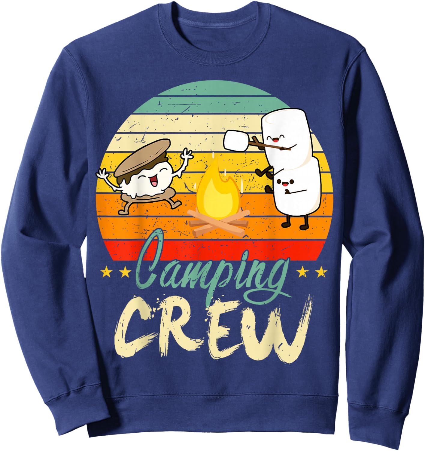 Kid Camping Crew Toddler Boy Women Family Funny Happy Camper Sweatshirt - Sweatshirt | Navy