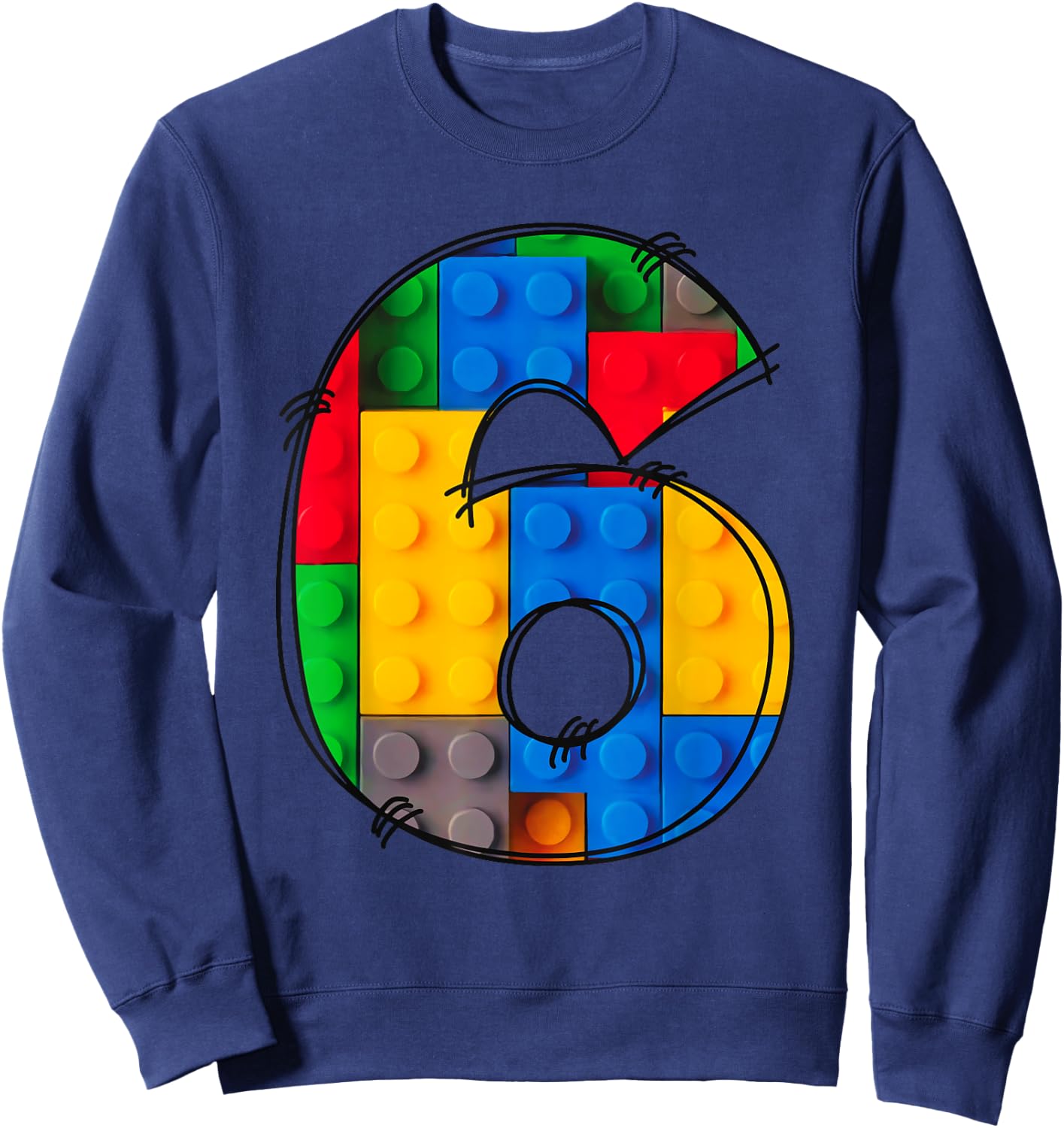 6 Year Old Blocks Building Master Builder 6th Birthday Kids Sweatshirt - Sweatshirt | Navy