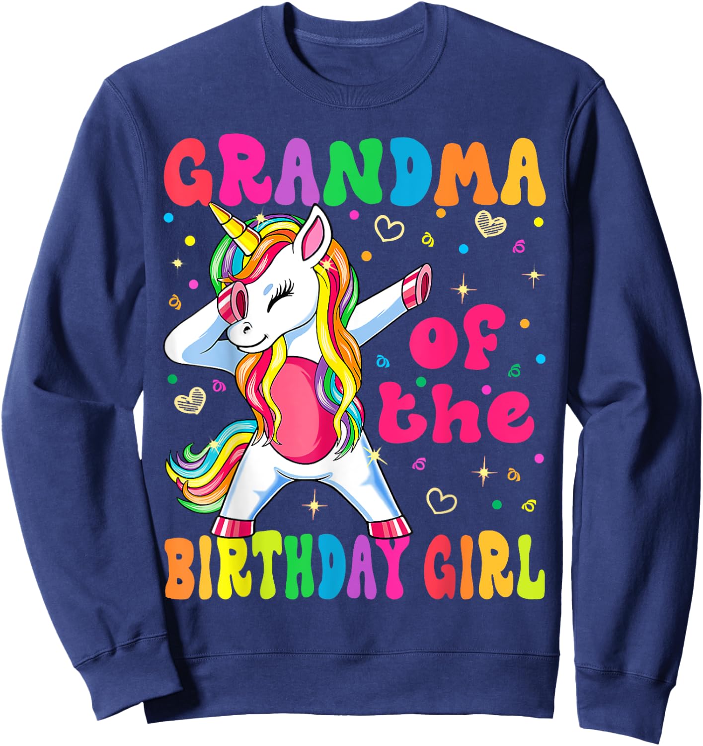 Grandma of the Birthday Princess Girl Dabbing Unicorn Sweatshirt - Sweatshirt | Navy