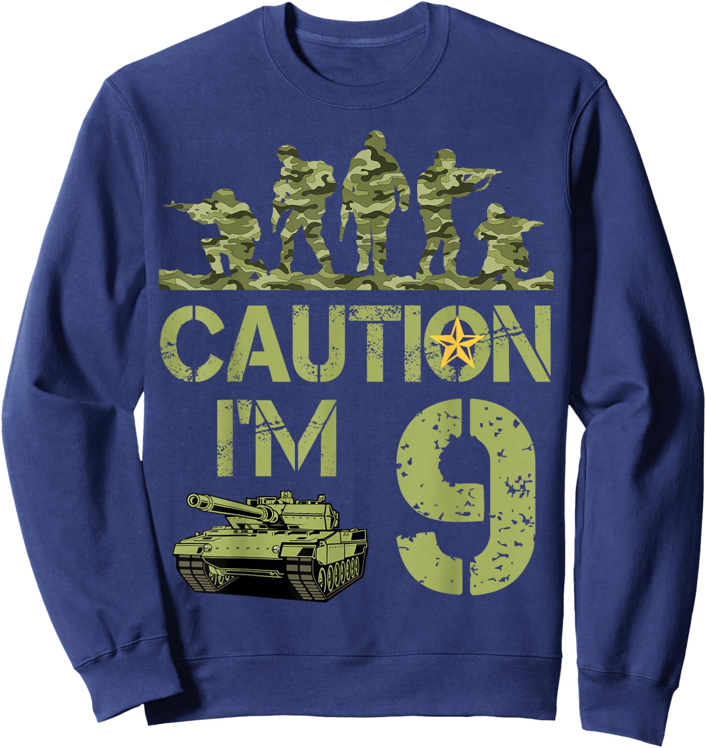 9th Birthday Military I'm 9 Year Old Soldier Camo 9 Birthday Sweatshirt - Sweatshirt | Navy