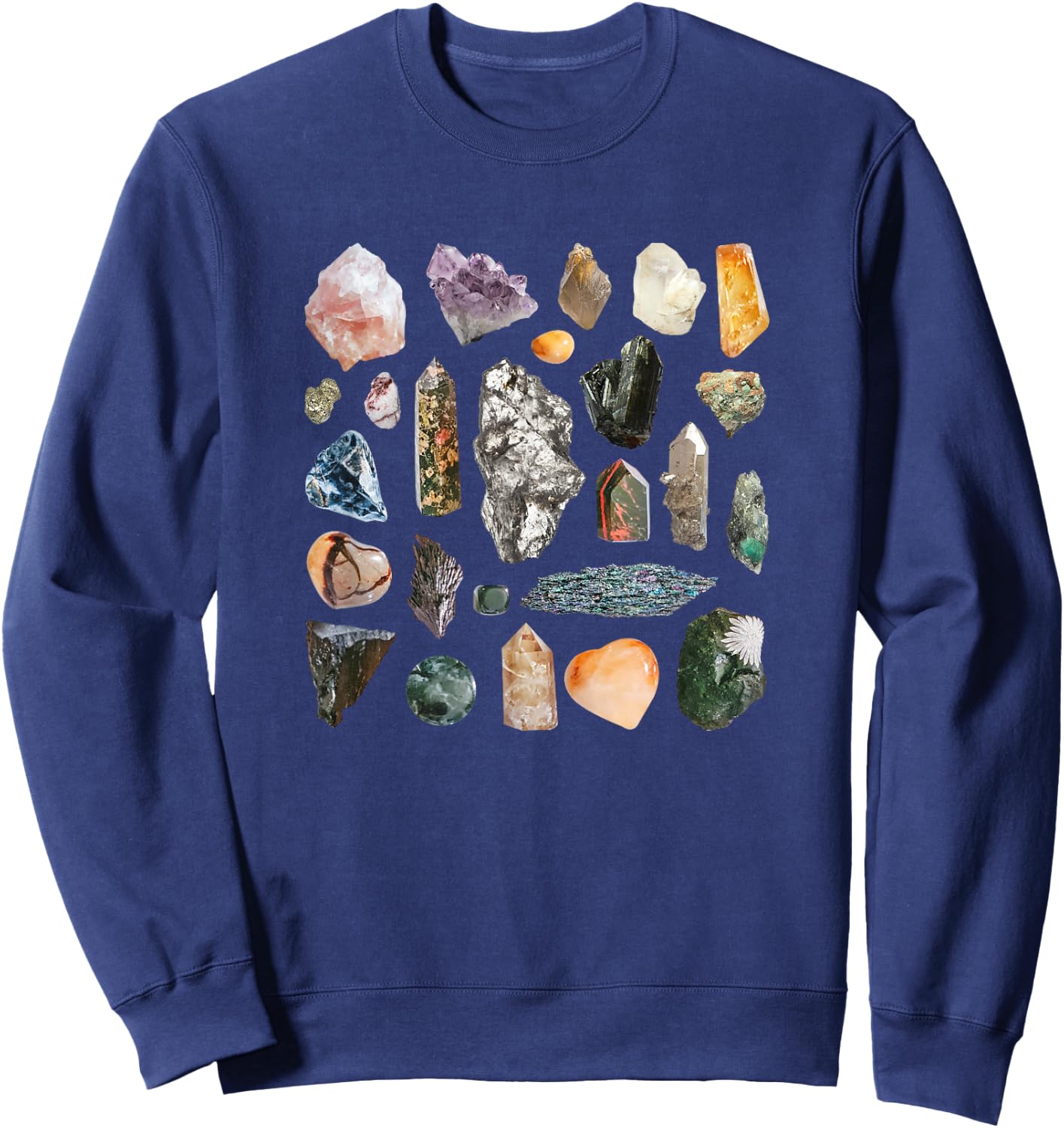Crystals Rocks Minerals Gemstones Ores Goblincore Aesthetic Sweatshirt - Sweatshirt | Navy