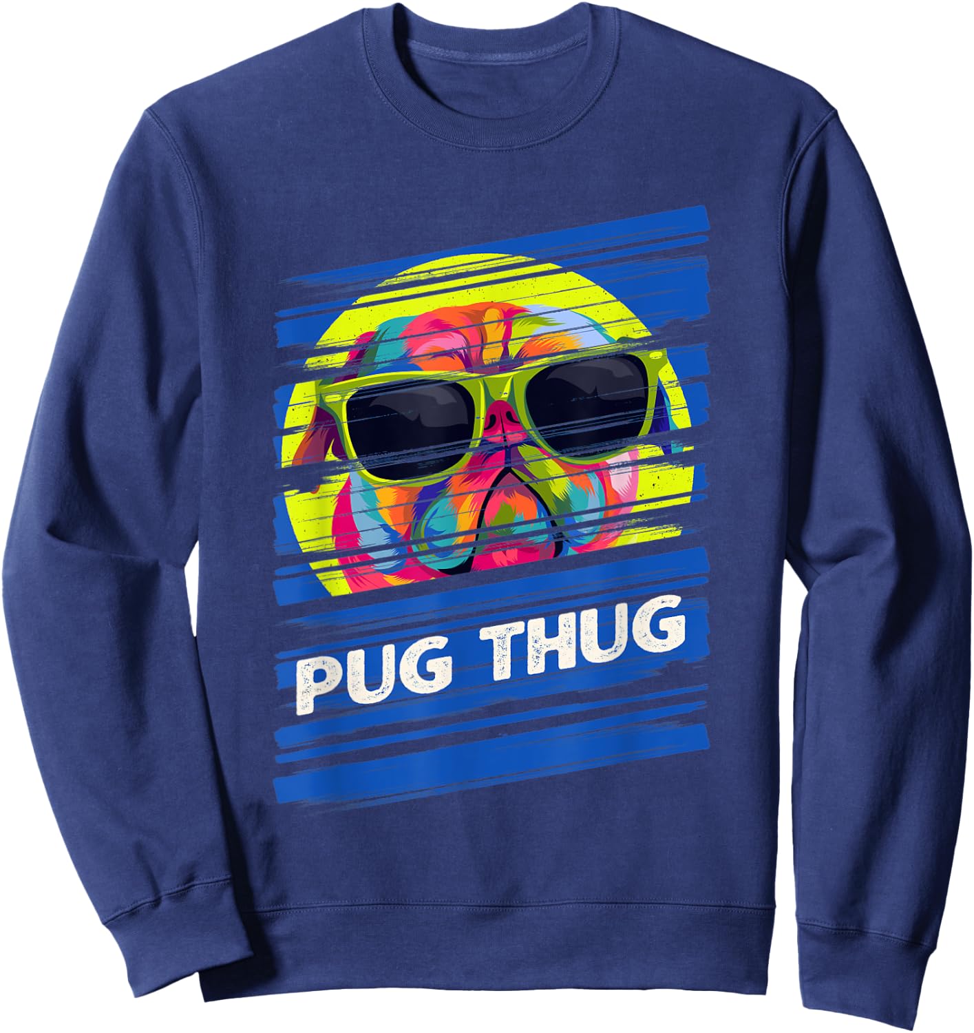 Pug Thug Dutch Bulldog Animal Pun Pug Owner Animal Meme Women Sweatshirt - Sweatshirt | Navy
