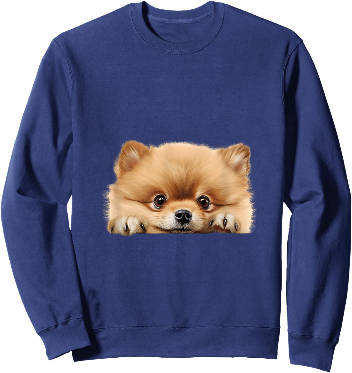 Pomeranian Lover - Dog Peeking Sweatshirt - Sweatshirt | Navy