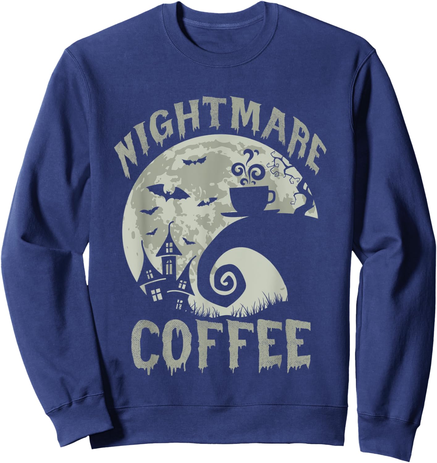 Halloween Nightmare Before Coffee Lovers Funny Spooky Sweatshirt - Sweatshirt | Navy