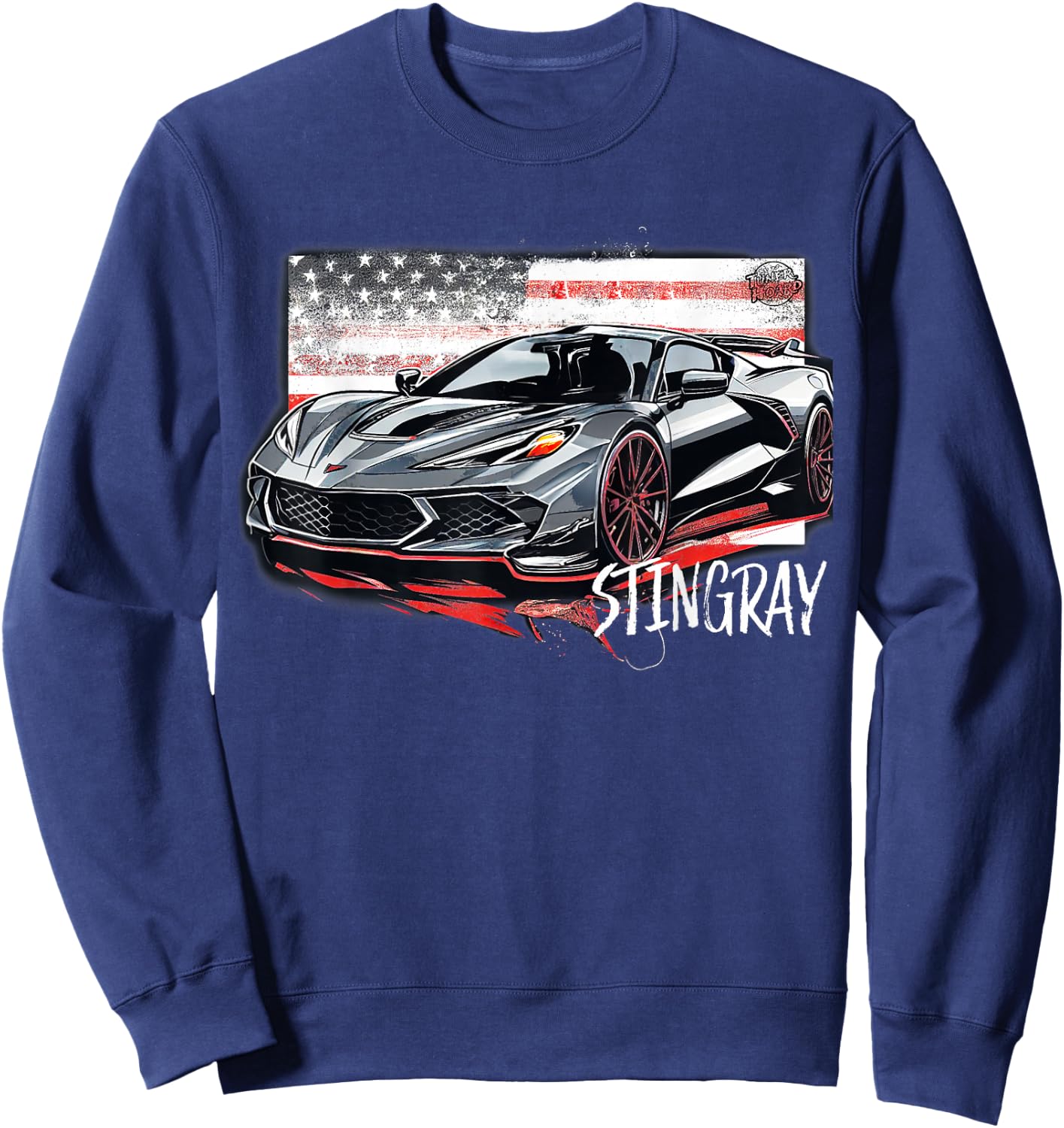 C8 American Muscle v8 Supercar Stingray Cool Vette Mechanic Sweatshirt - Sweatshirt | Navy