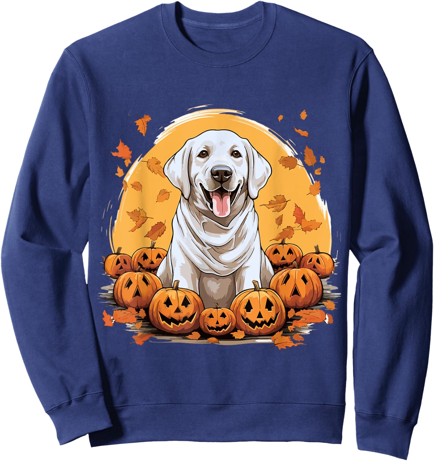 Labrador Retriever Dog Breed Pet Halloween Pumpkins Sweatshirt - Sweatshirt | Navy
