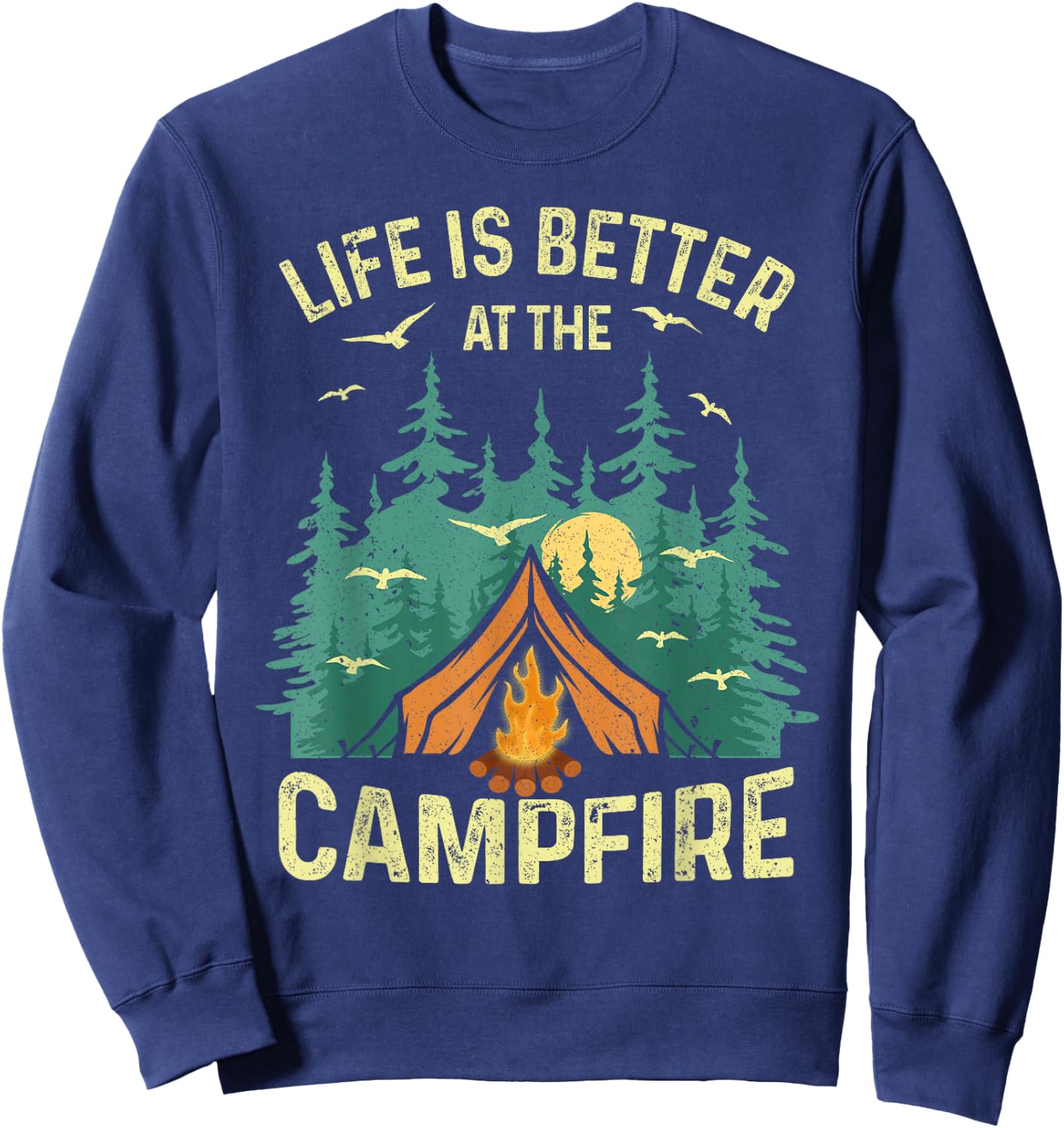 Unique Camping Gift RV Camper Accessories & Stuff -Adults, Kids Black Cotton 60%, Polyester 40% Short Sleeve Small Camping, Outdoor Adventures Sweatshirt - Sweatshirt | Navy