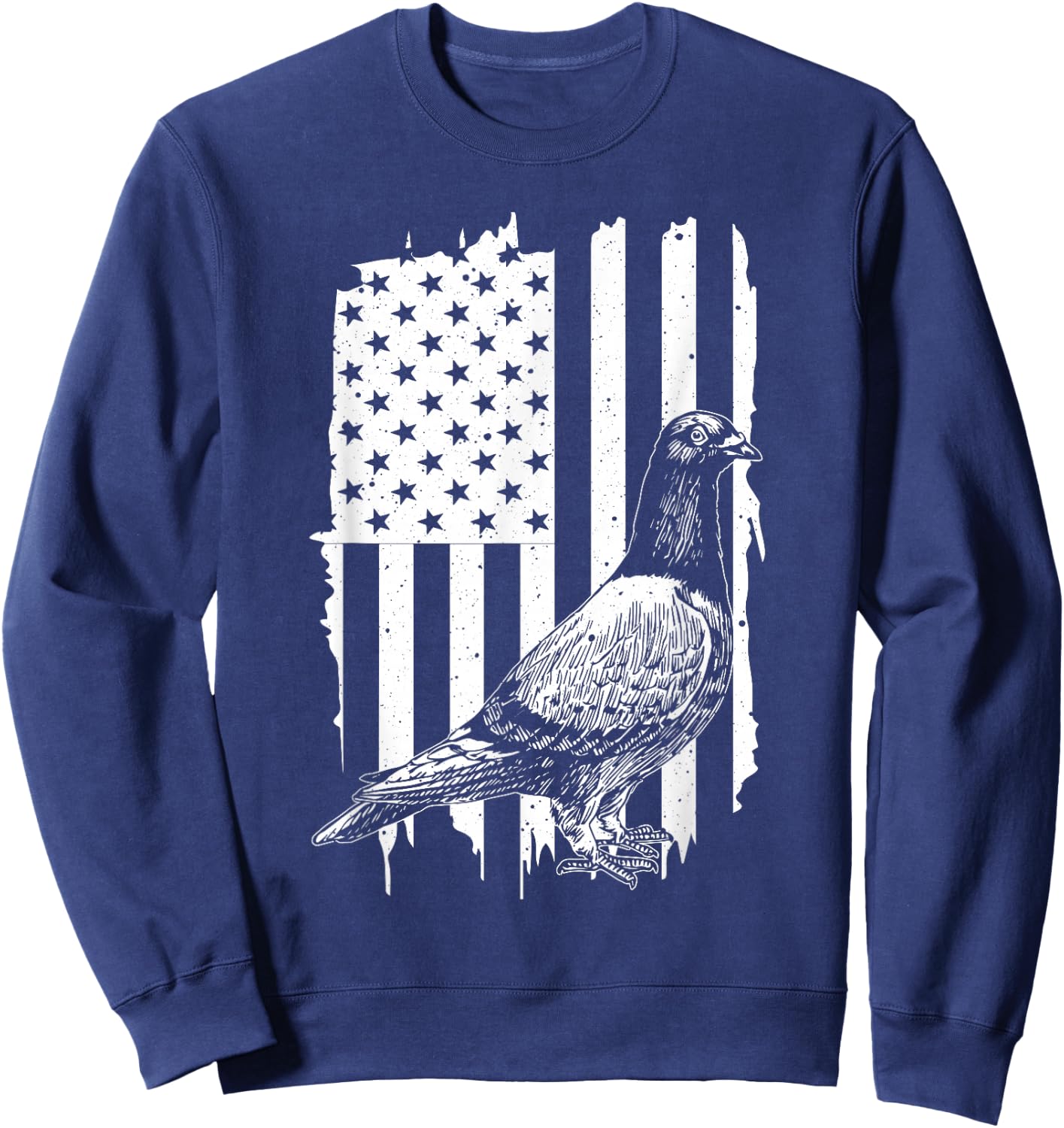 Cool Pigeon Design Men Women Patriotic US Flag Pigeon Lovers Sweatshirt - Sweatshirt | Navy