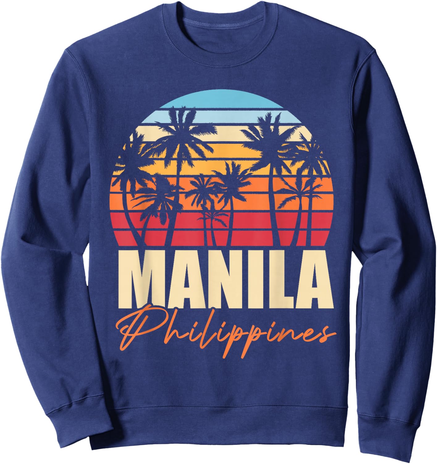 Palm Trees Filipino Pinoy Retro Tropical Manila Philippines Sweatshirt - Sweatshirt | Navy