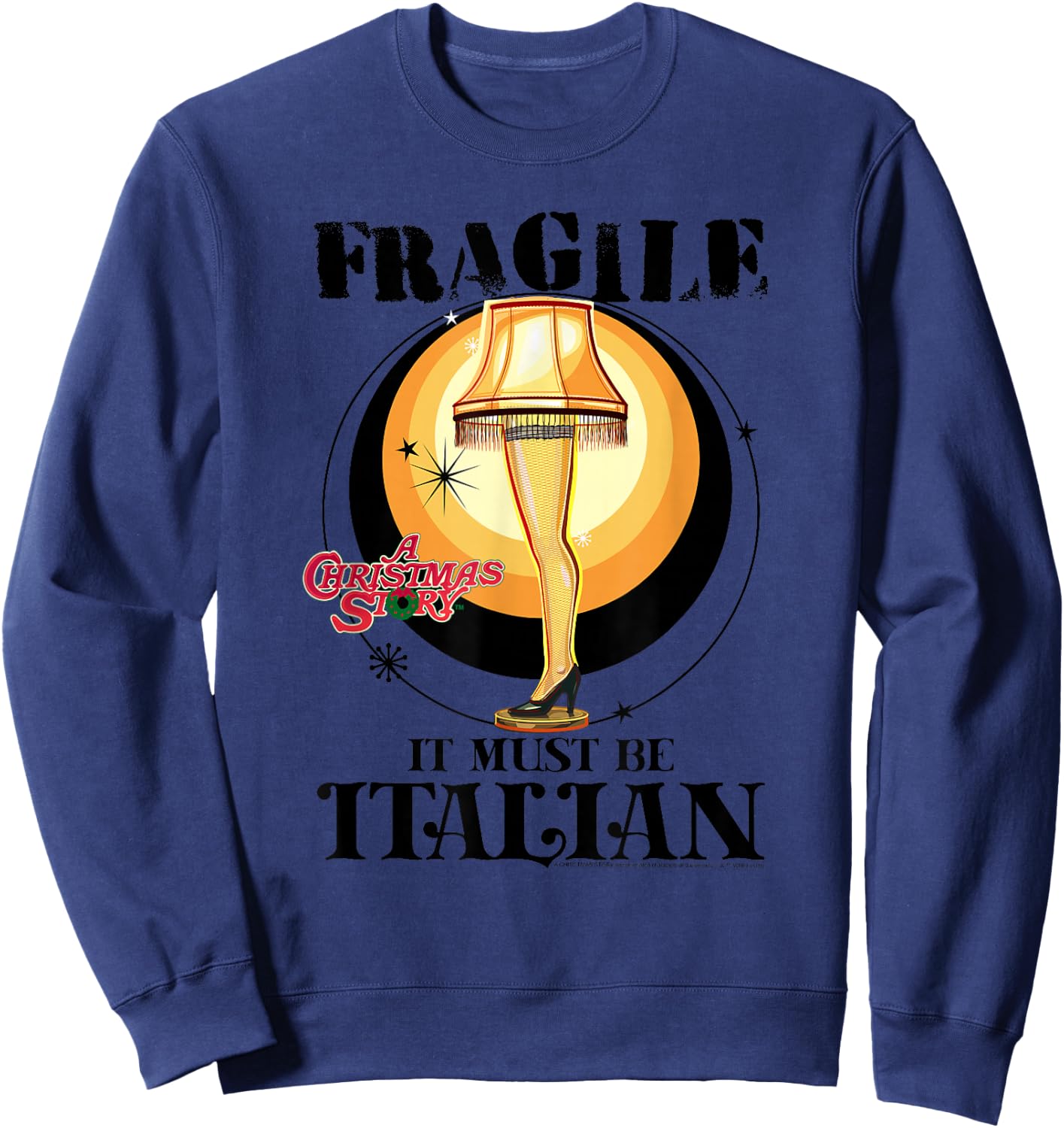 A Christmas Story Fragile It Must Be Italian Logo Sweatshirt - Sweatshirt | Navy