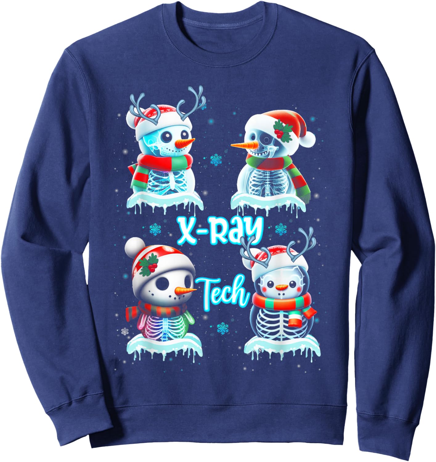 Radiology Technician X Ray Tech Funny Christmas Cute Snowman Sweatshirt - Sweatshirt | Navy