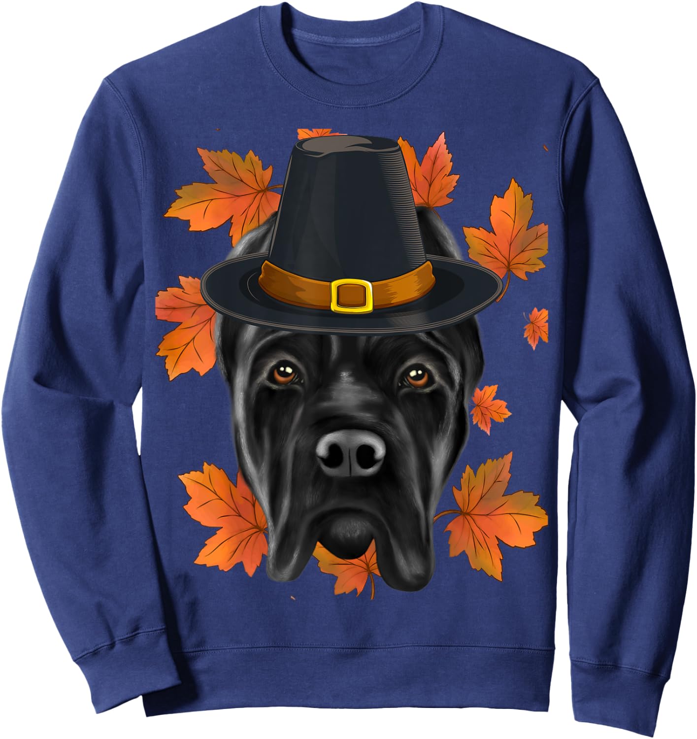 Fall Cane Corso Pilgrim Thanksgiving Sweatshirt - Sweatshirt | Navy